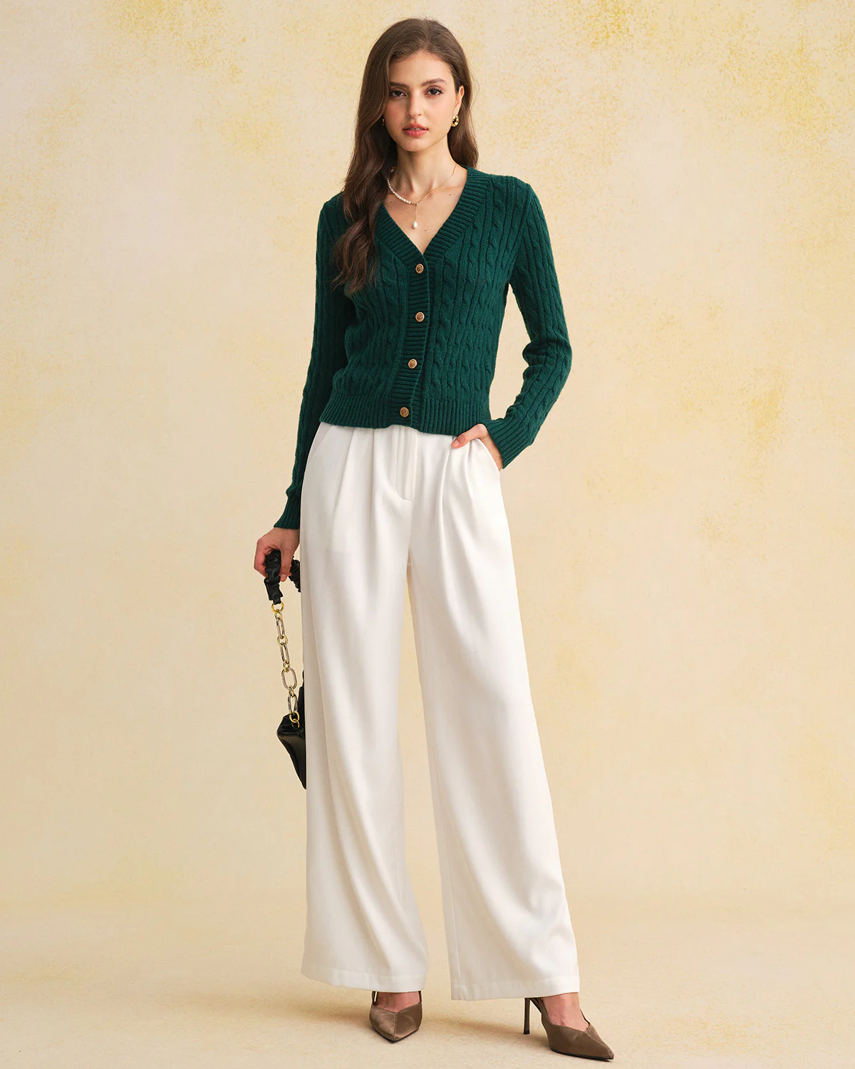 Green Single Breasted Daily Knit Cardigan - Image 4