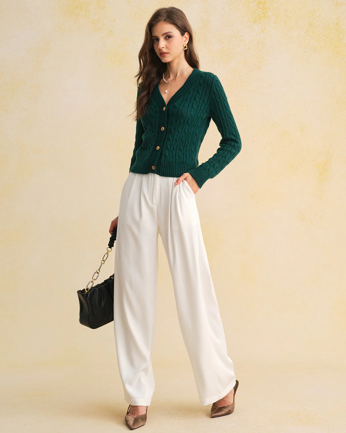 Green Single Breasted Daily Knit Cardigan - Image 5