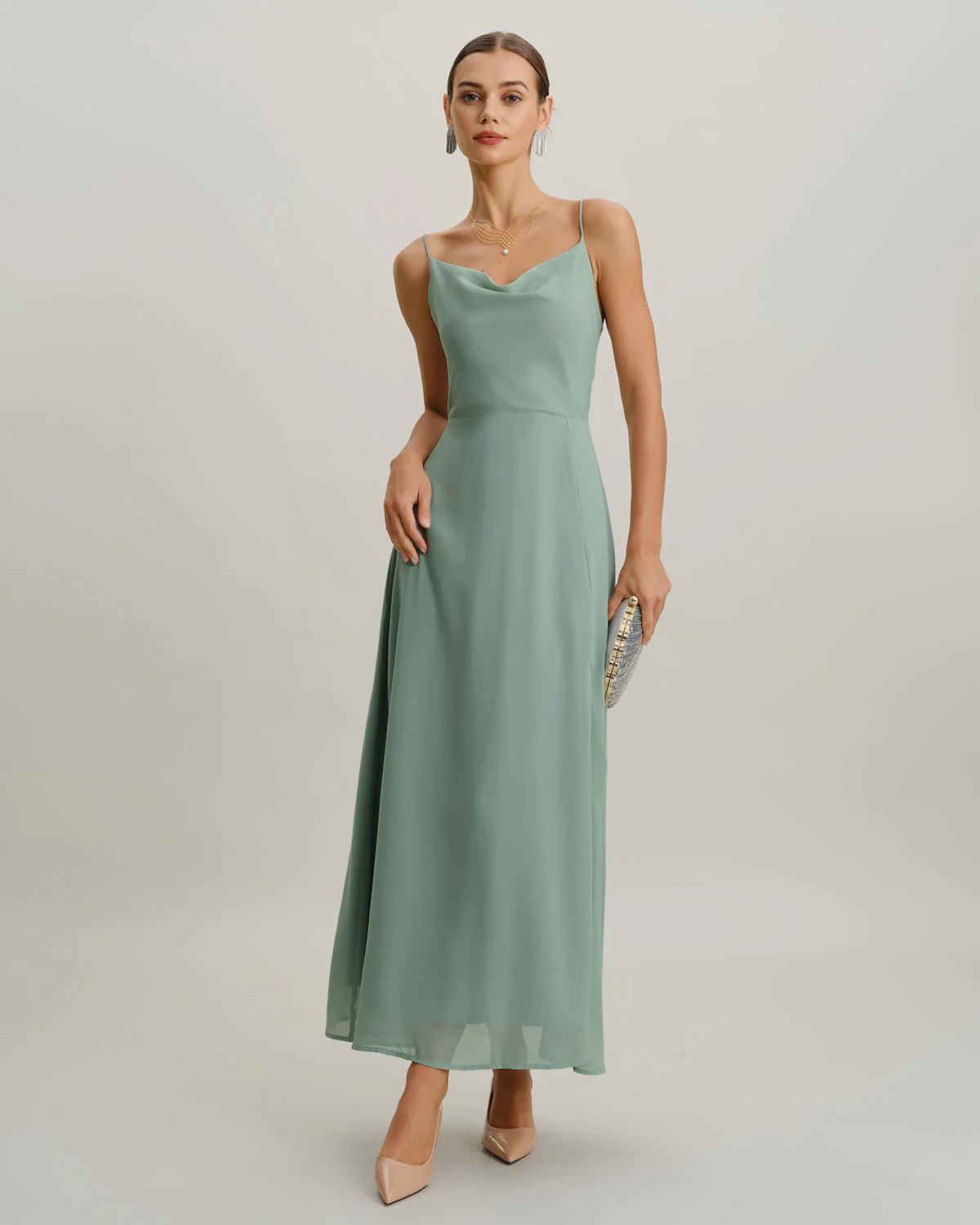 Green Slit Slip Maxi Dress - Image 5