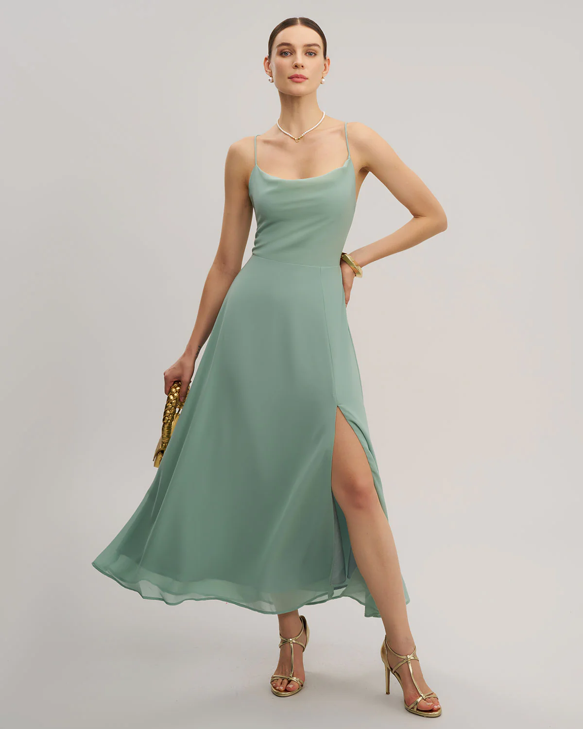 Green Slit Slip Maxi Dress - Image 6