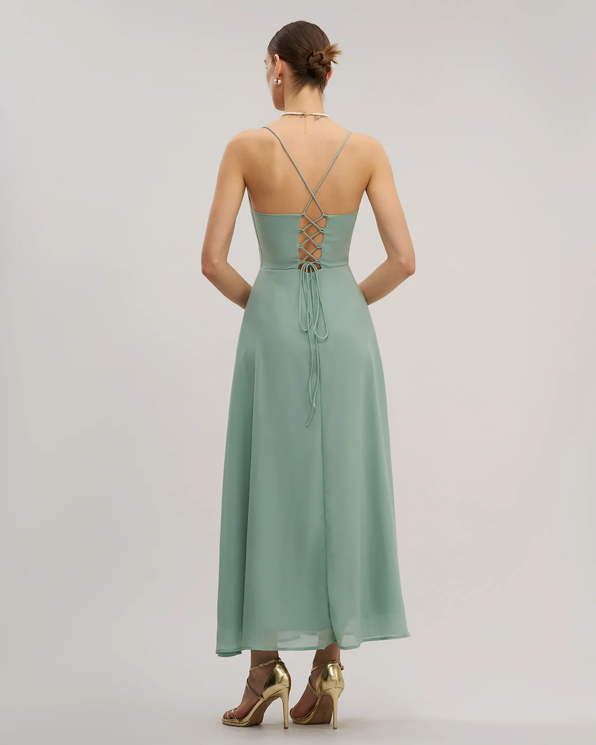 Green Slit Slip Maxi Dress - Image 7