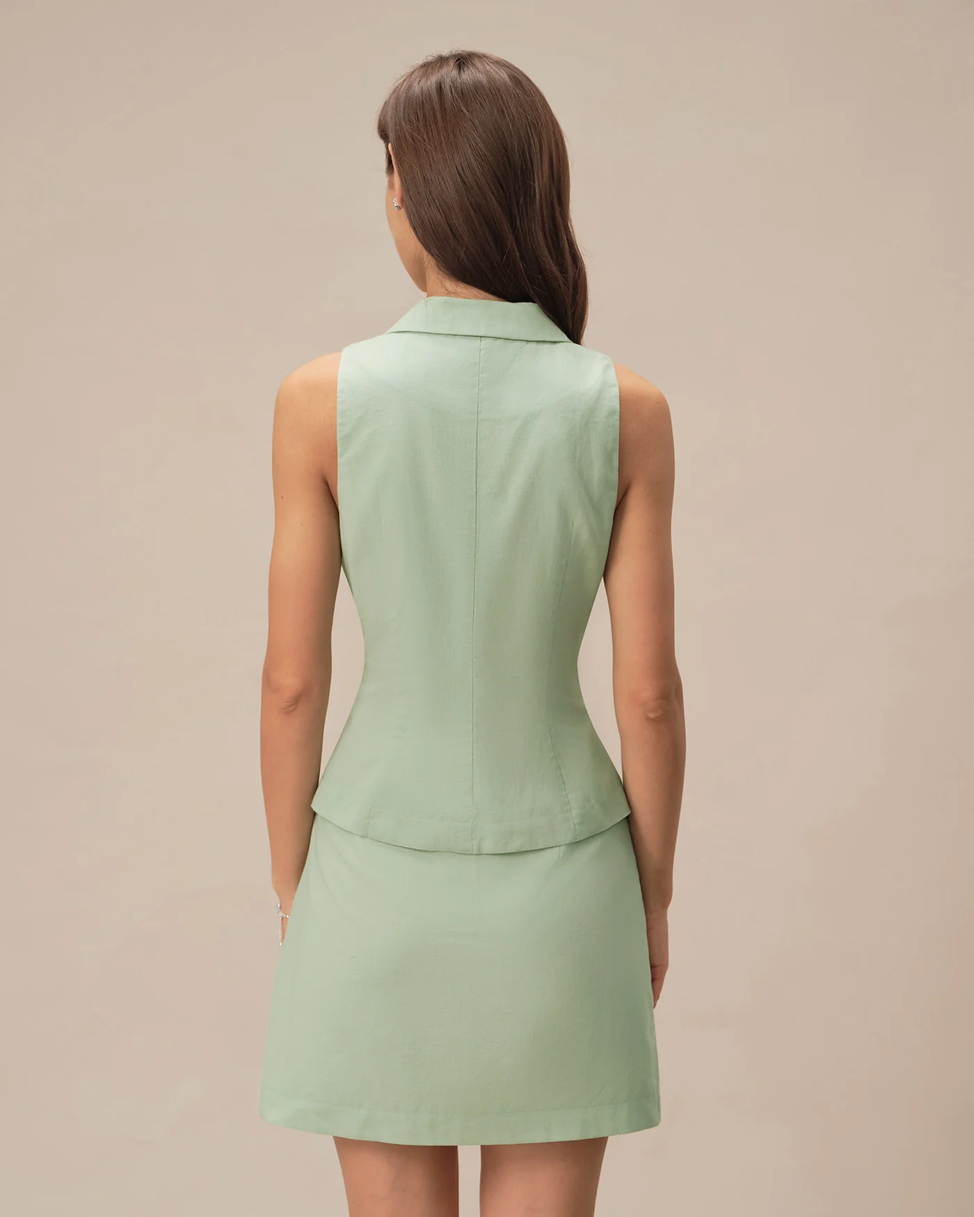 Green Solid A-Line Mini Skirt - Image 5