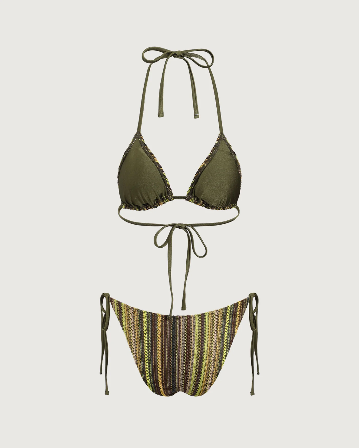 Green Striped Mesh Bikini Set - Image 7
