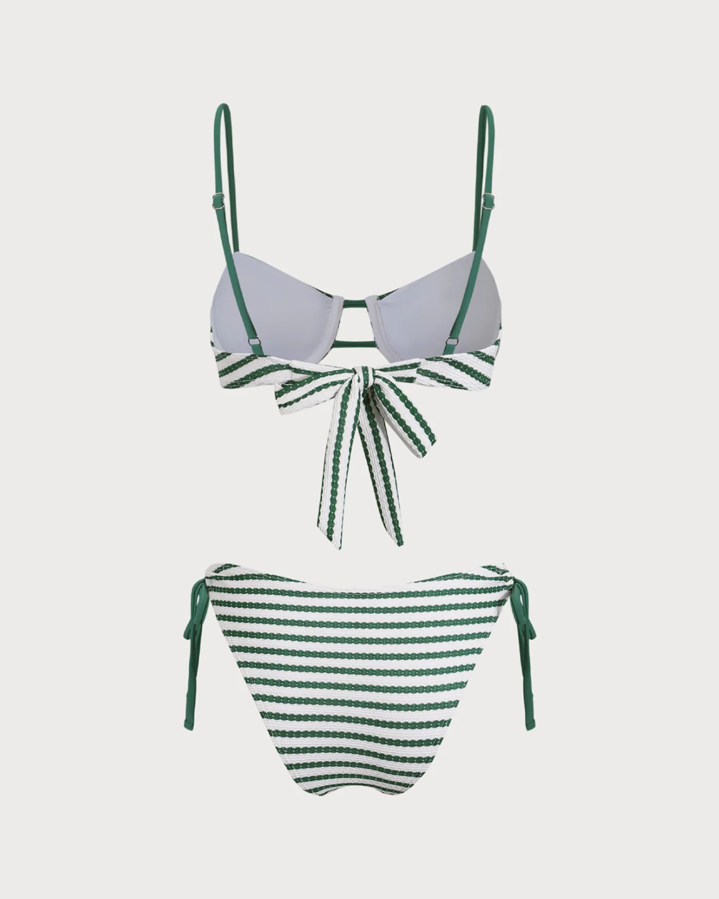 Green Striped Underwire Bikini Set - Image 2