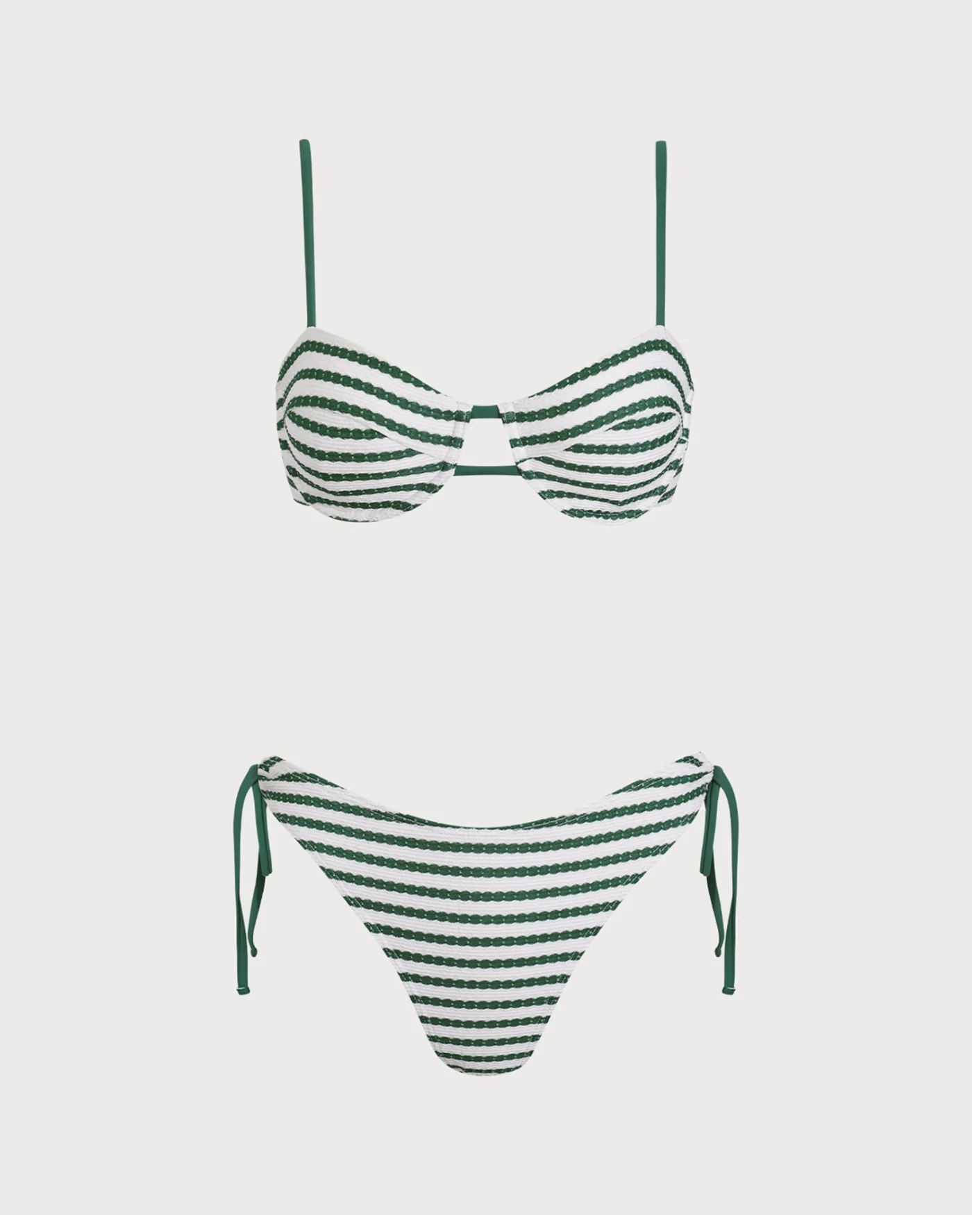 Green Striped Underwire Bikini Set - Image 3