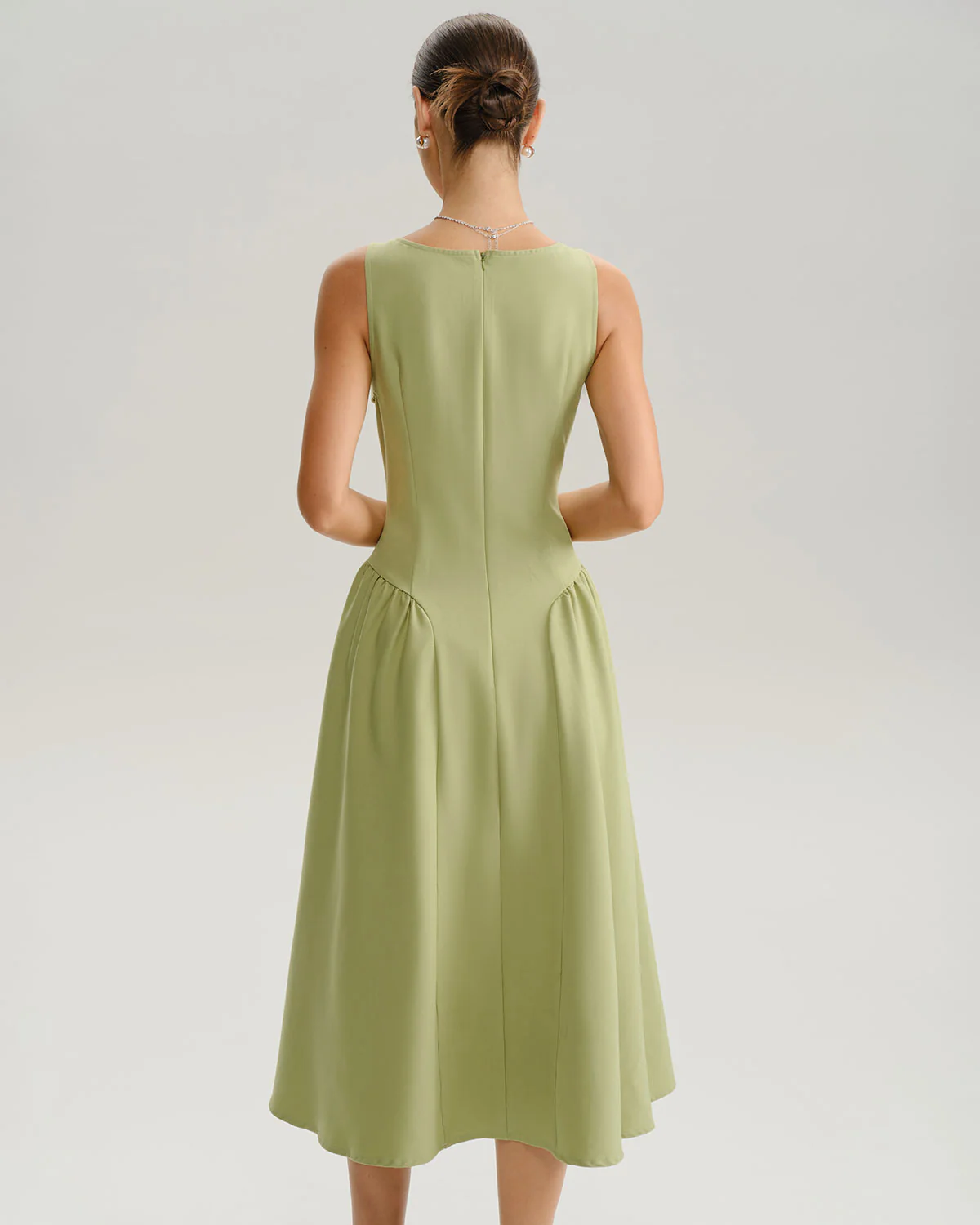 Green Sweetheart Neck Slip Midi Prom Dress - Image 5
