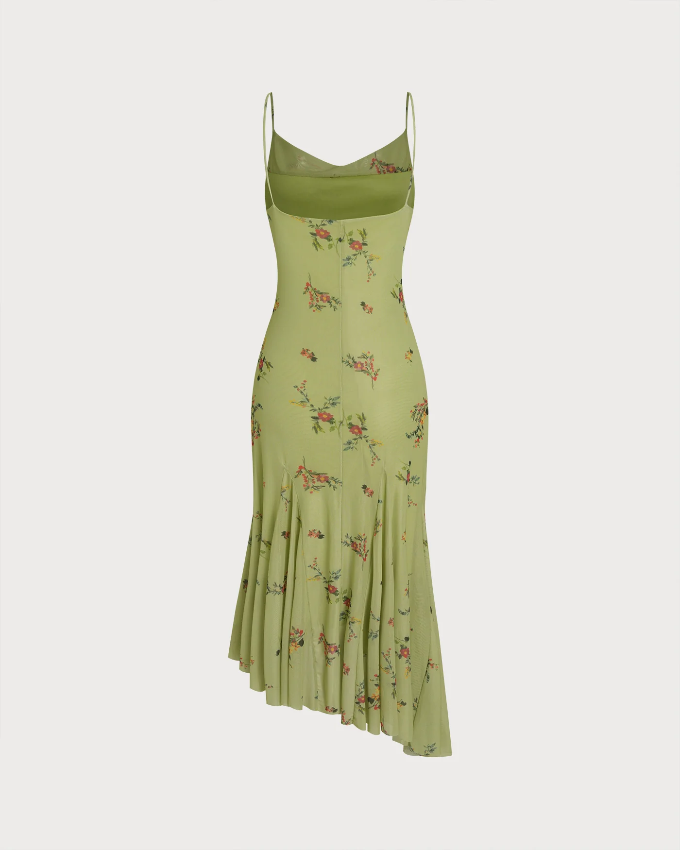 Green Textured Floral Slip Midi Dress - Image 8
