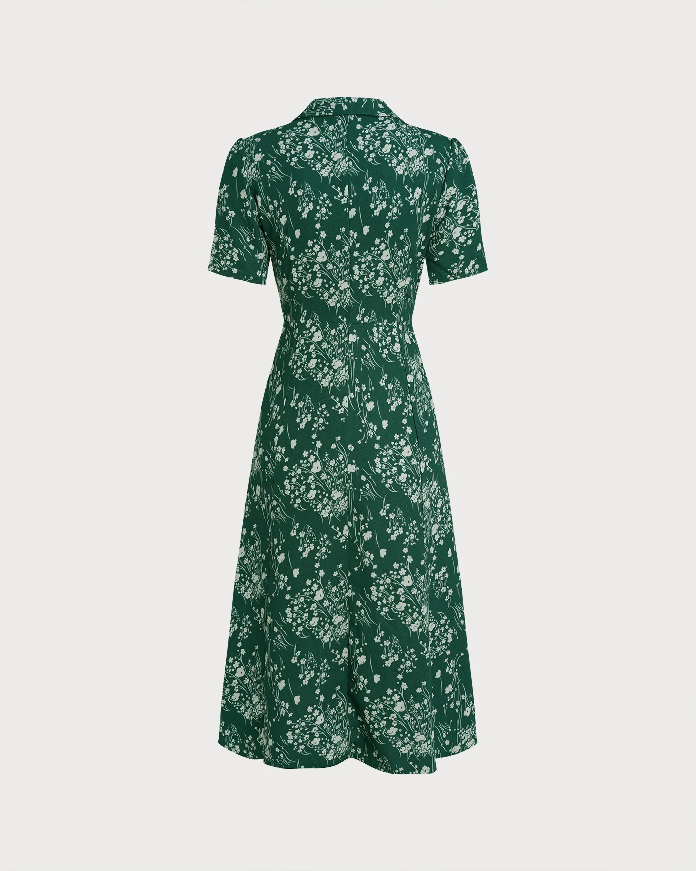 Green V Neck Floral Tunic Midi Dress - Image 8