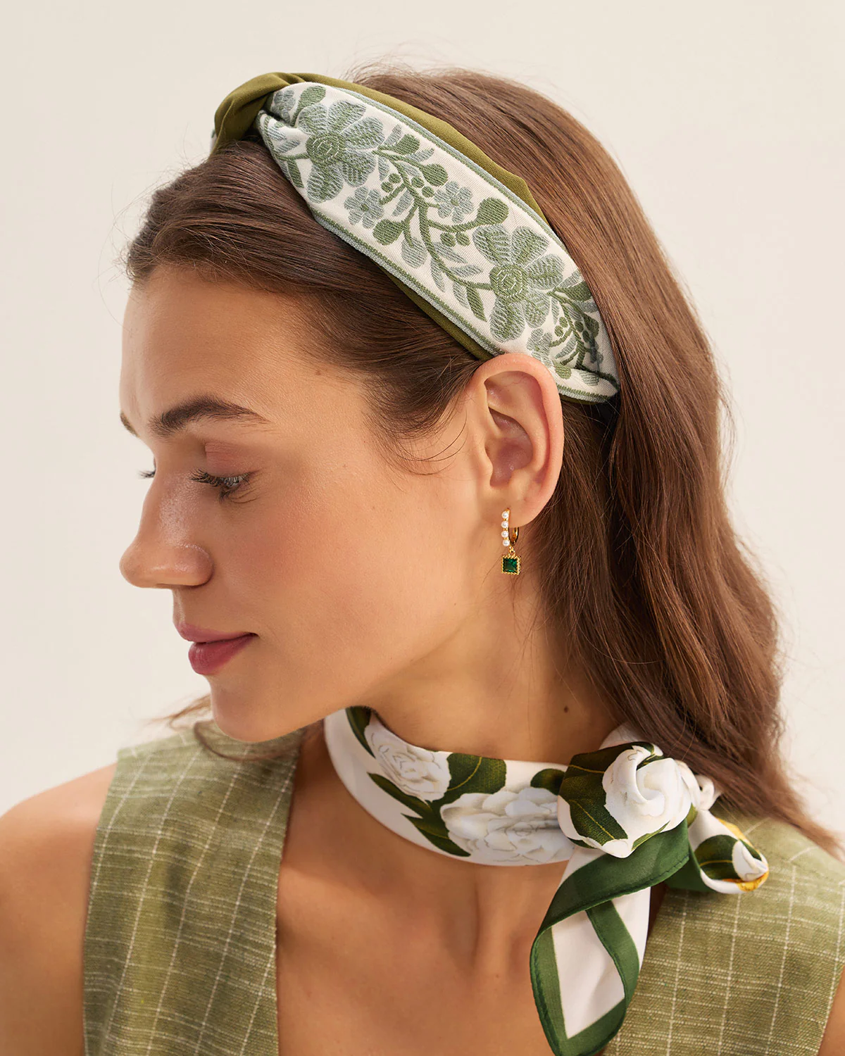 Green Women Floral Headband - Image 3