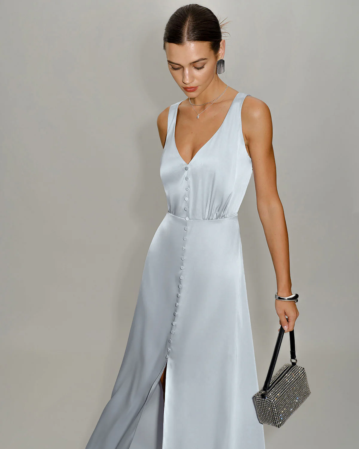 Grey A-Line Sleeveless Maxi Dress - Image 2