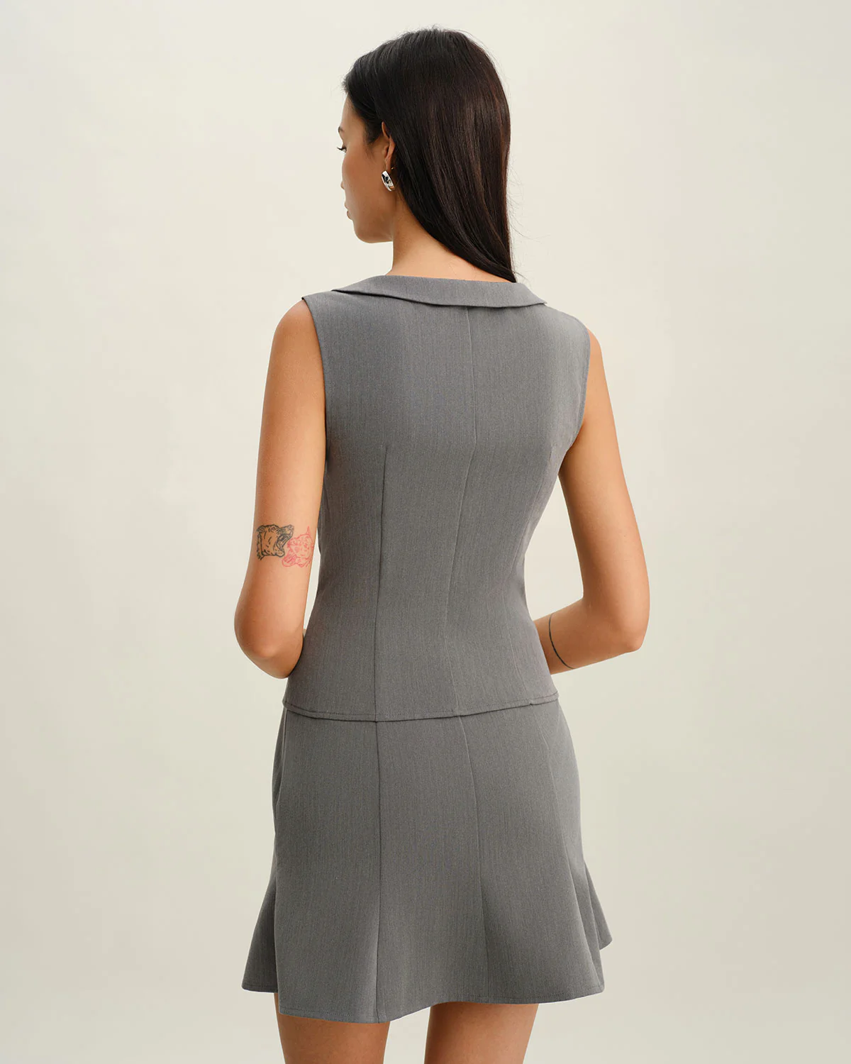 Grey Collared Button Tank Top - Image 4