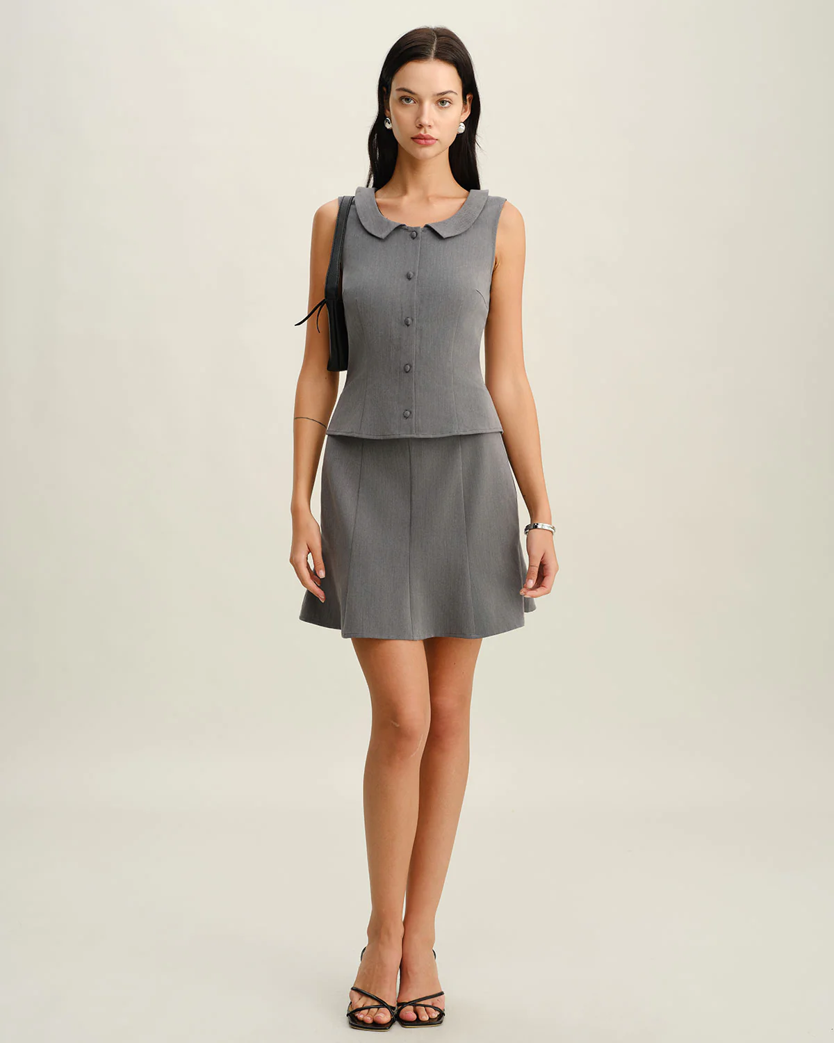 Grey Collared Button Tank Top - Image 5