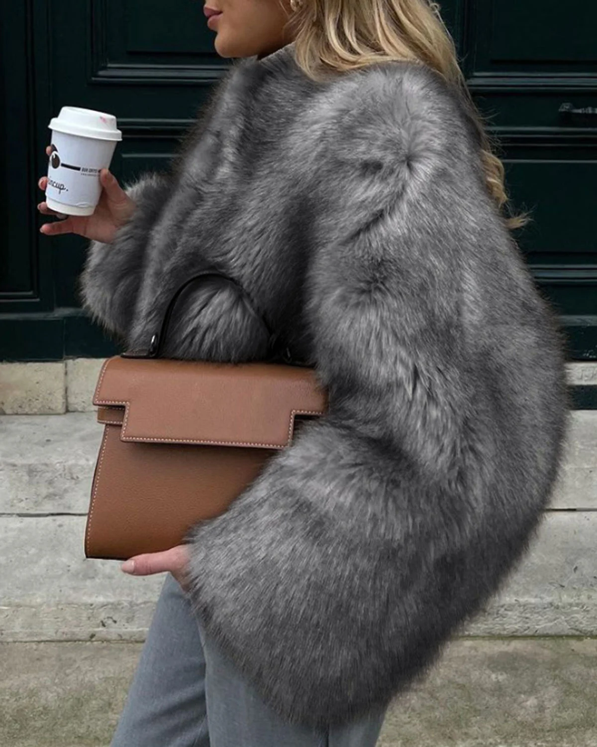 Grey Fluffy Jacket