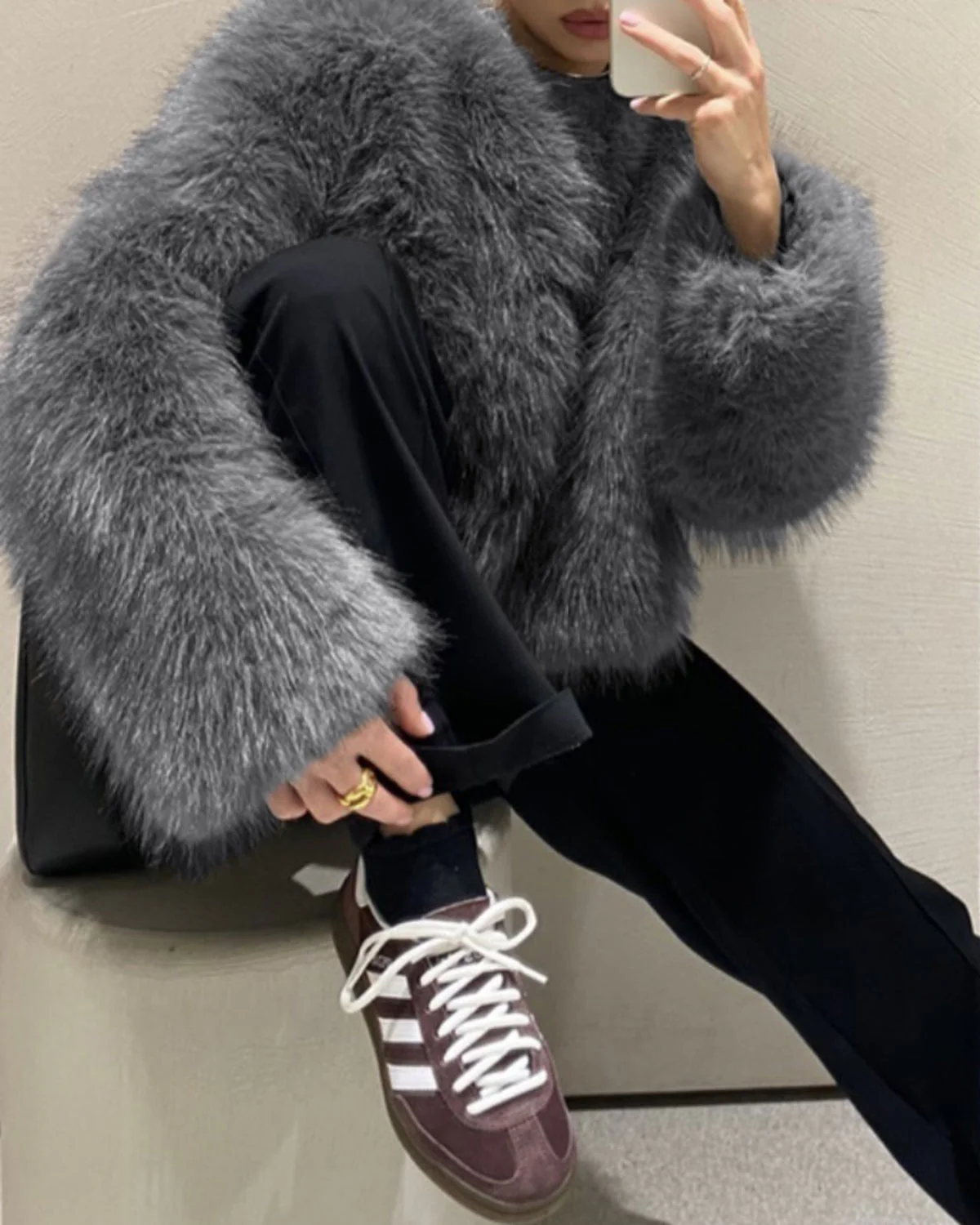 Grey Fluffy Jacket - Image 2
