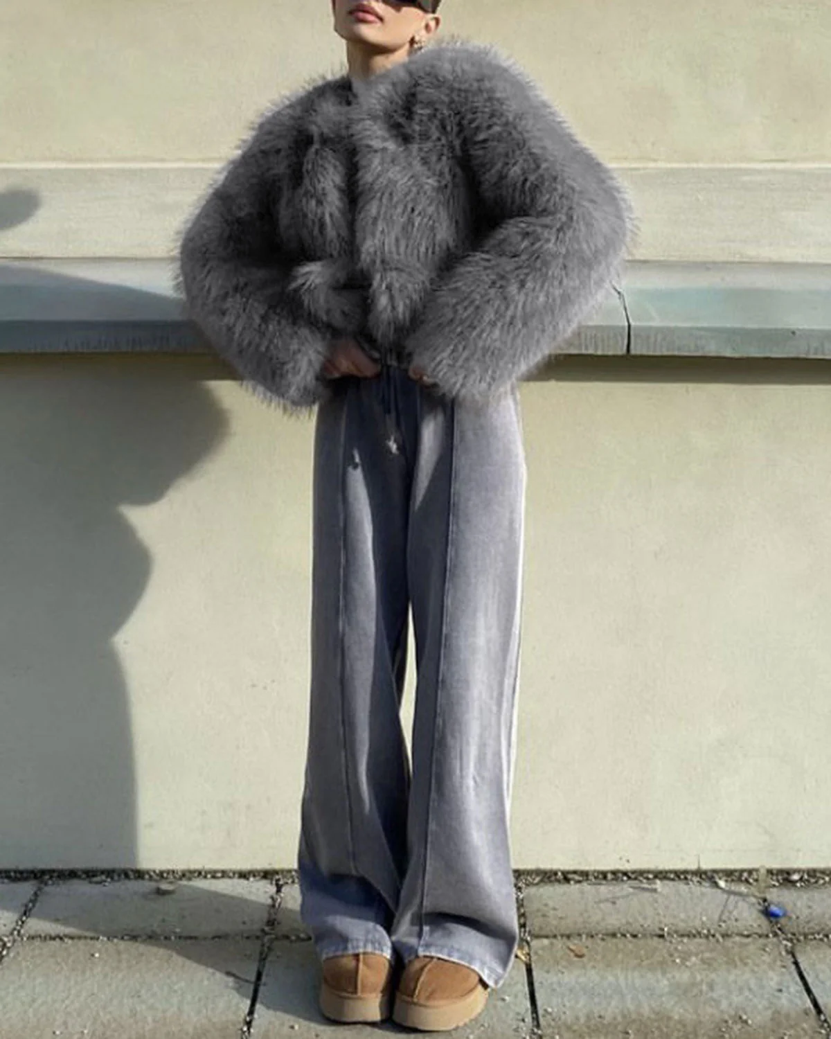 Grey Fluffy Jacket - Image 3