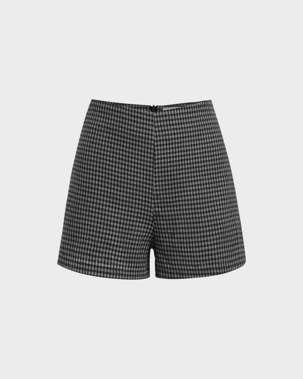 Grey High Waisted Plaid Shorts - Image 6