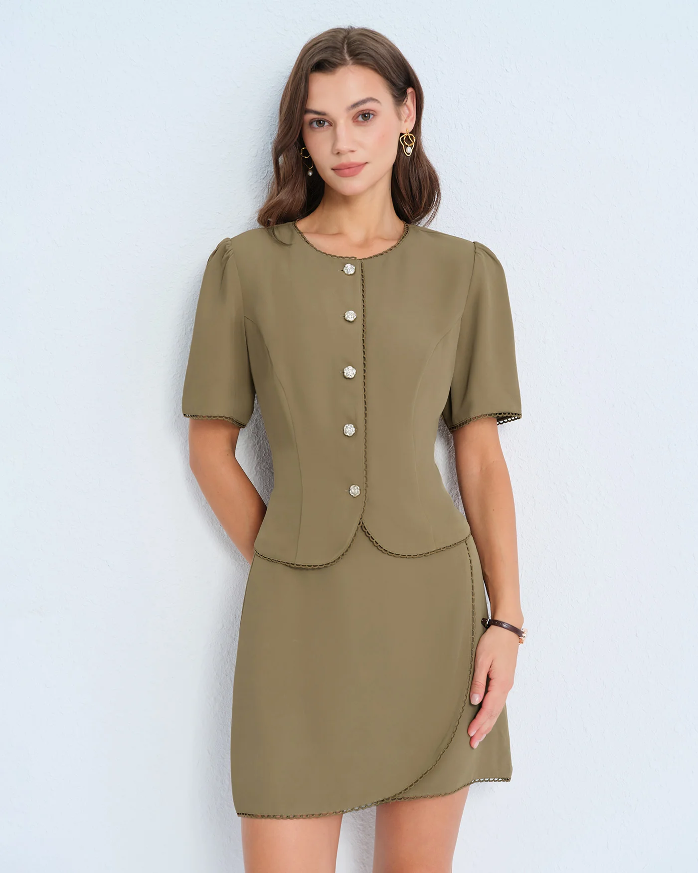 Khaki A-Line Mini Skirt - Image 3