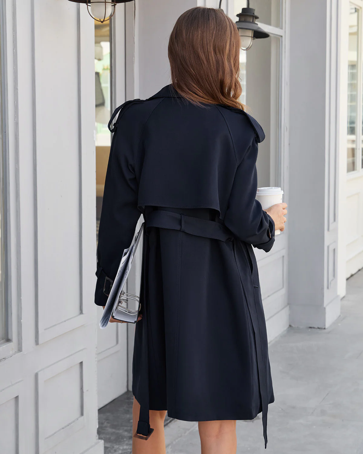 Navy Belted Trench Coat - Image 4