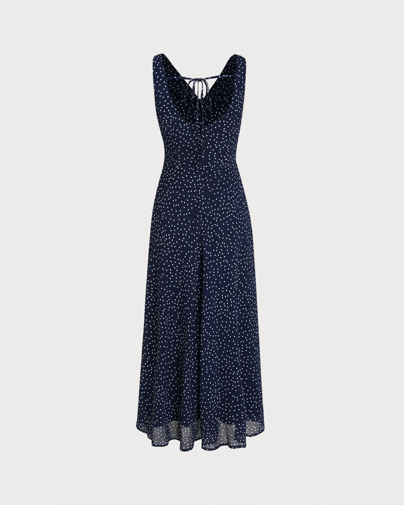 Navy Cowl Neck Polka Dot Maxi Dress - Image 7