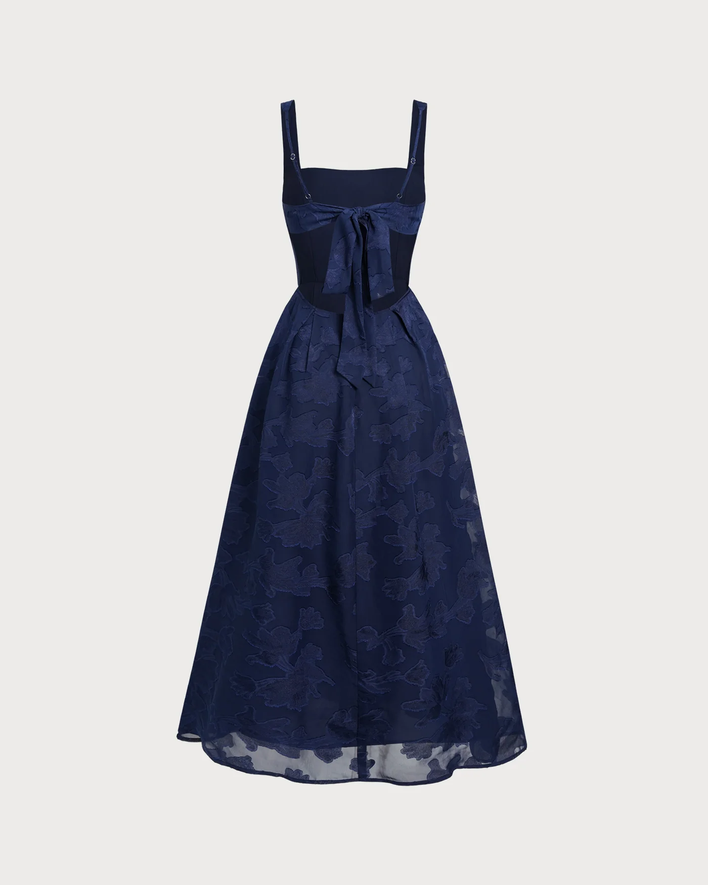 Navy Jacquard Slip Maxi Dress - Image 7