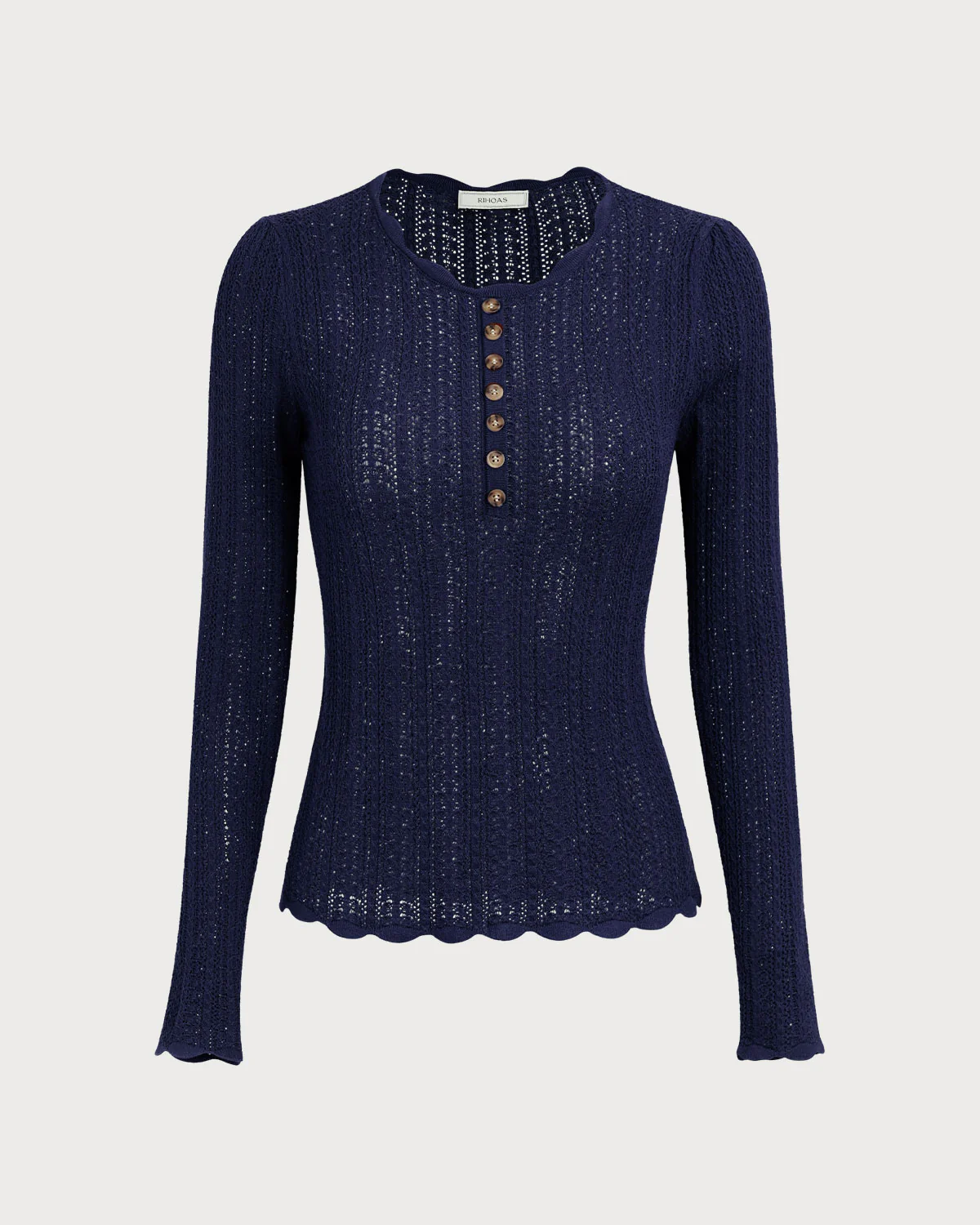 Navy Round Neck Slim Sweater - Image 8