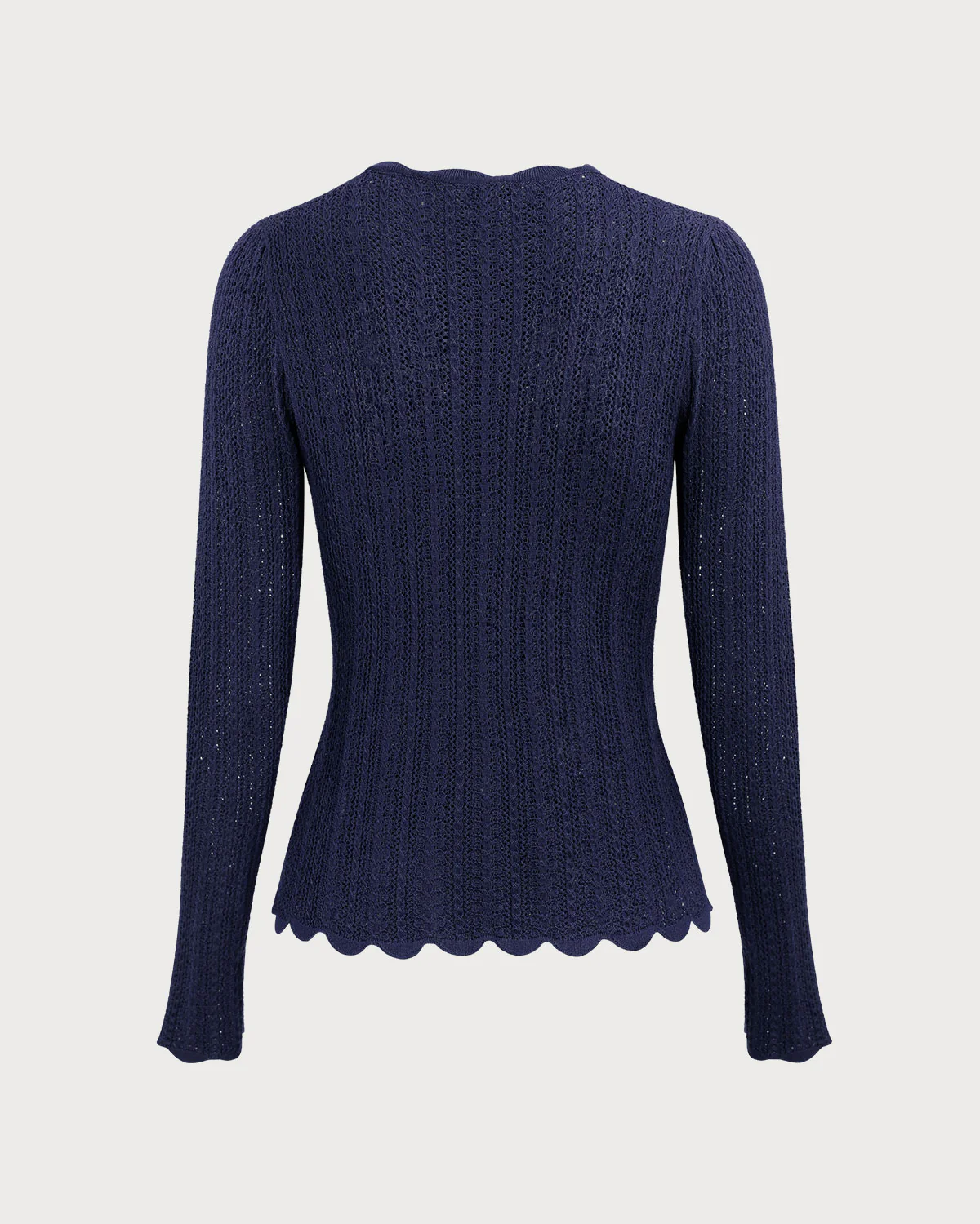 Navy Round Neck Slim Sweater - Image 9