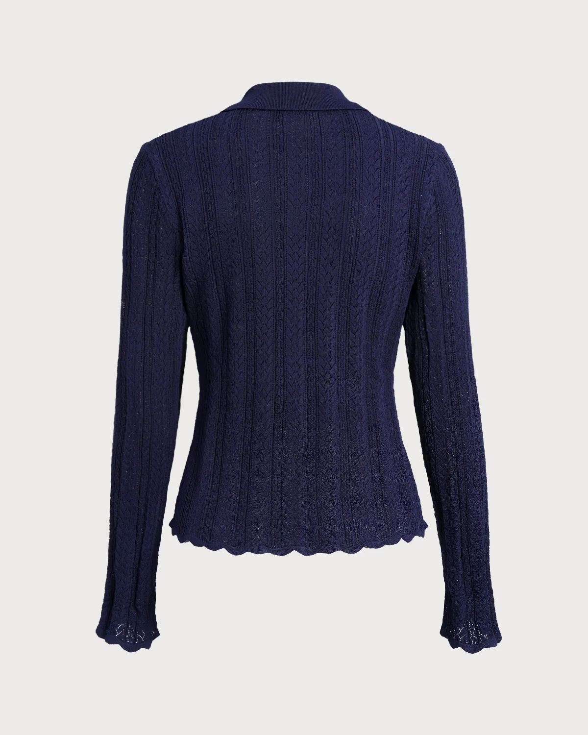 Navy Single Breasted Retro Knit Cardigan - Image 7