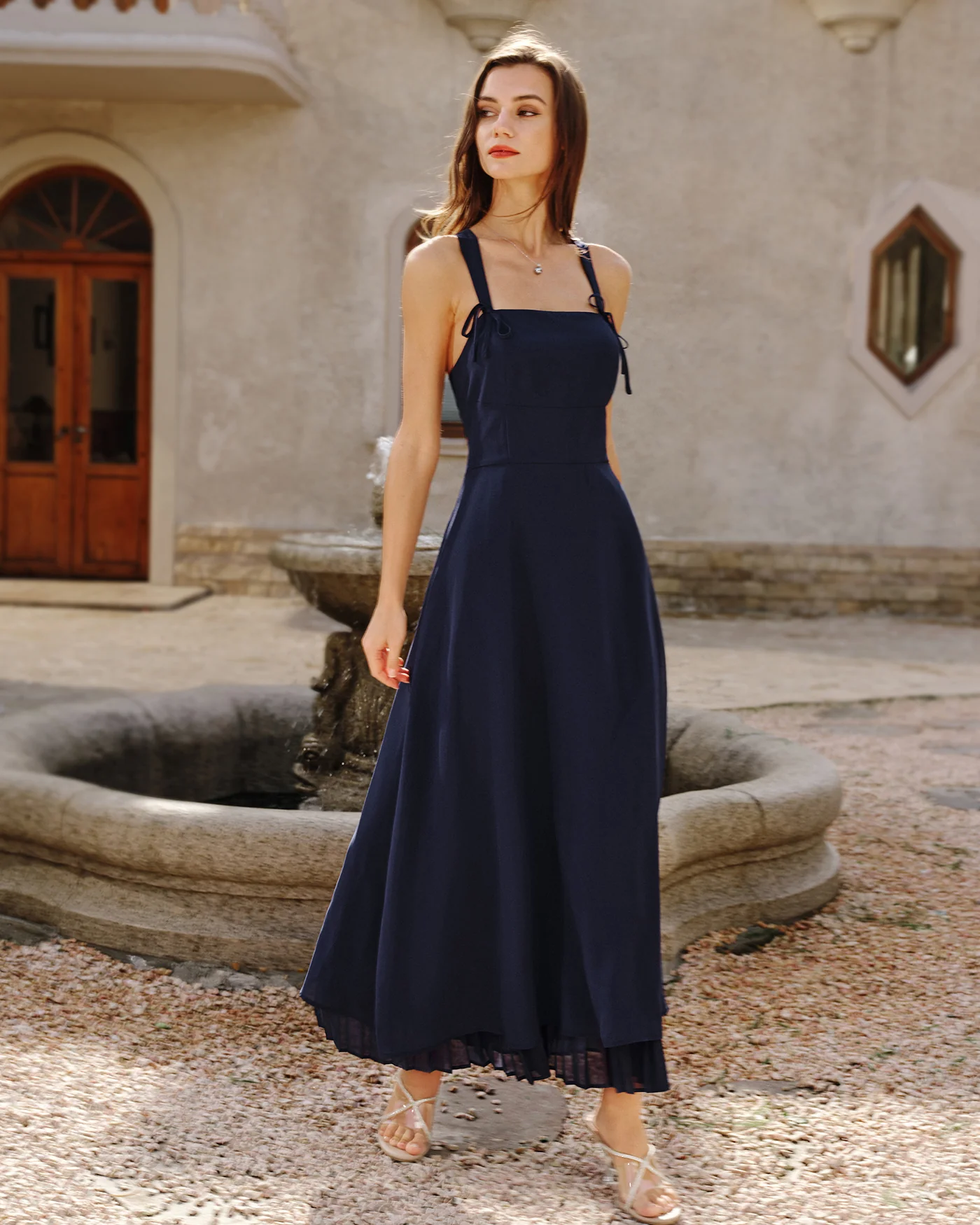 Navy Square Neck Slip Maxi Dress - Image 5