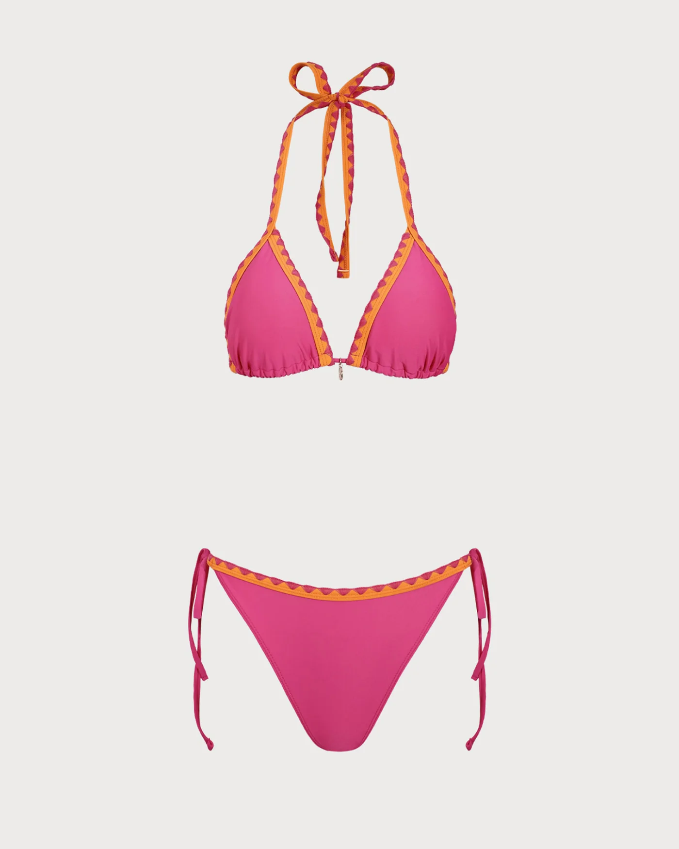 Pink Embroidery Contrasting Bikini Set - Image 7