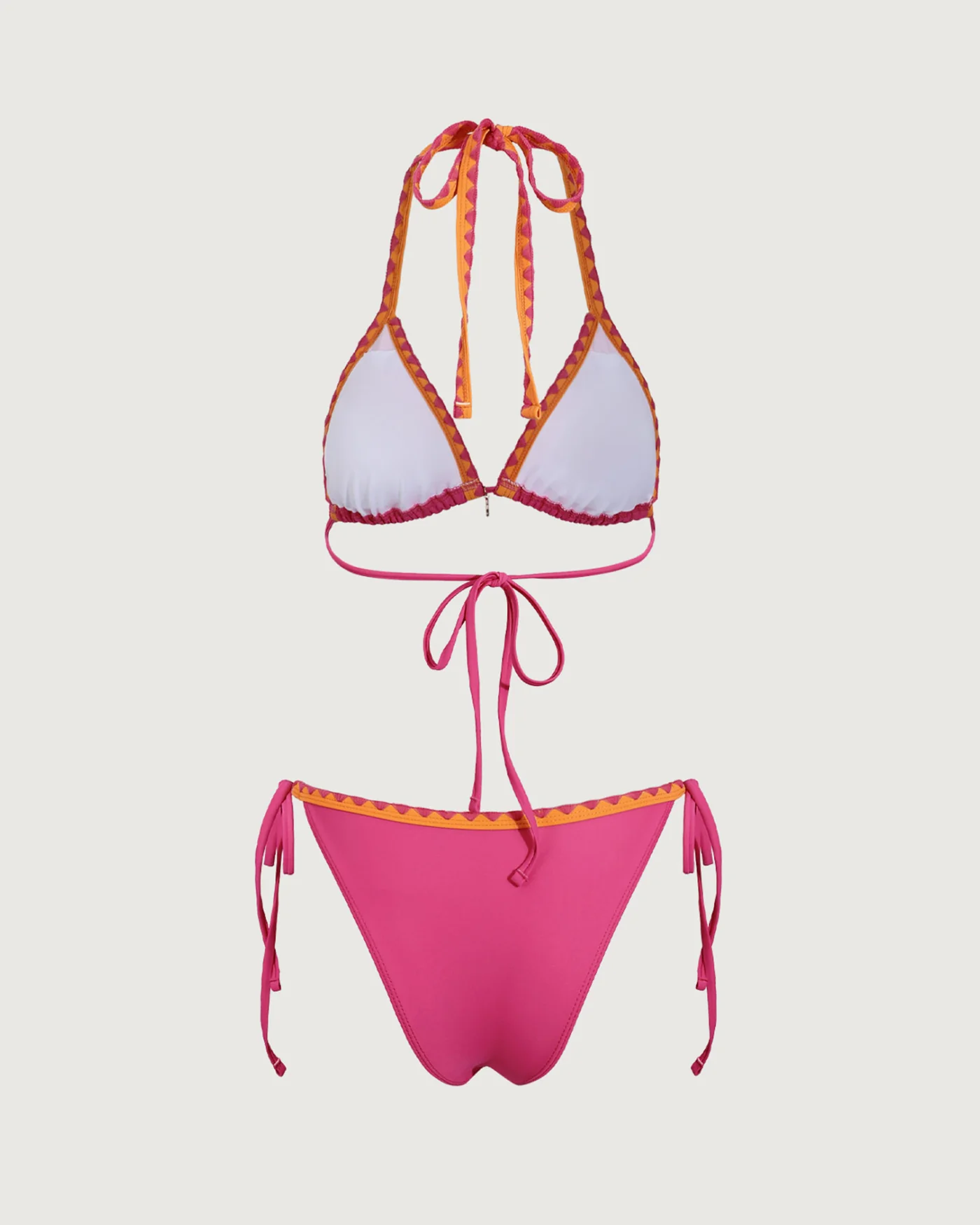 Pink Embroidery Contrasting Bikini Set - Image 8