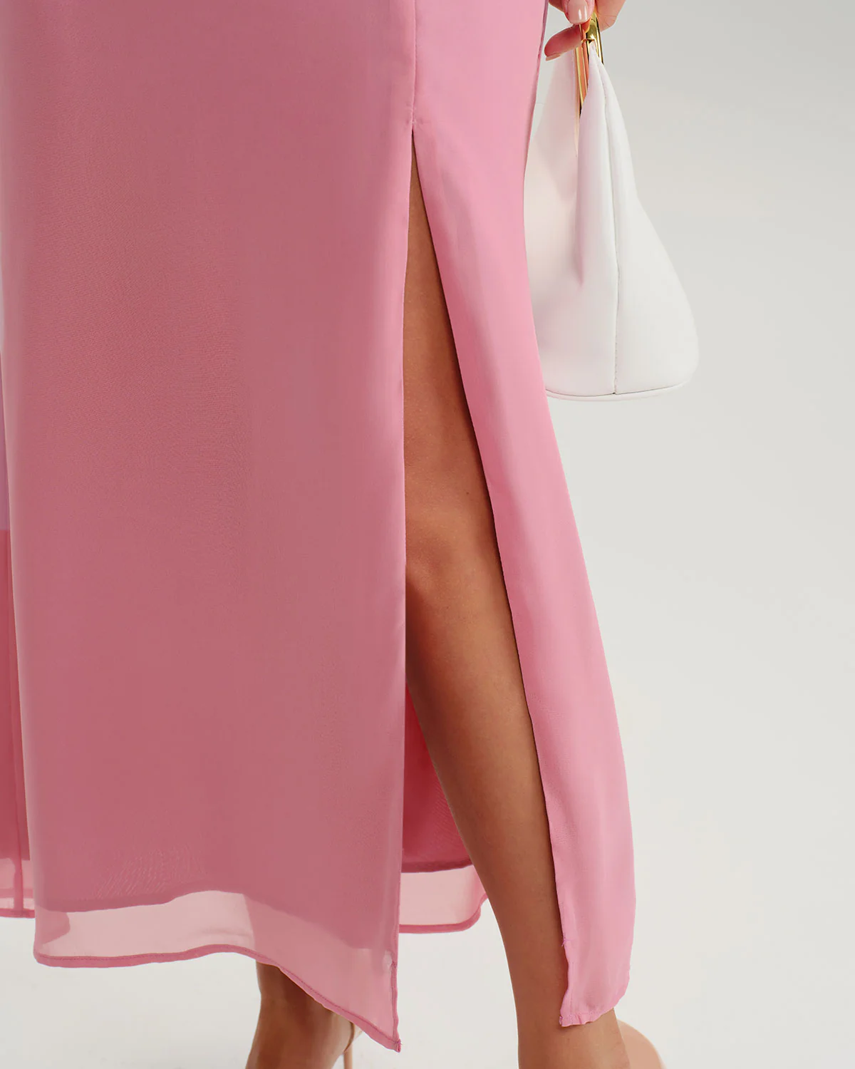 Pink Mock Neck Backless Maxi Dress - Image 3