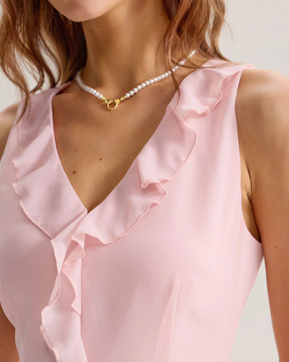 Pink Ruffle Sleeveless Mini Dress - Image 2
