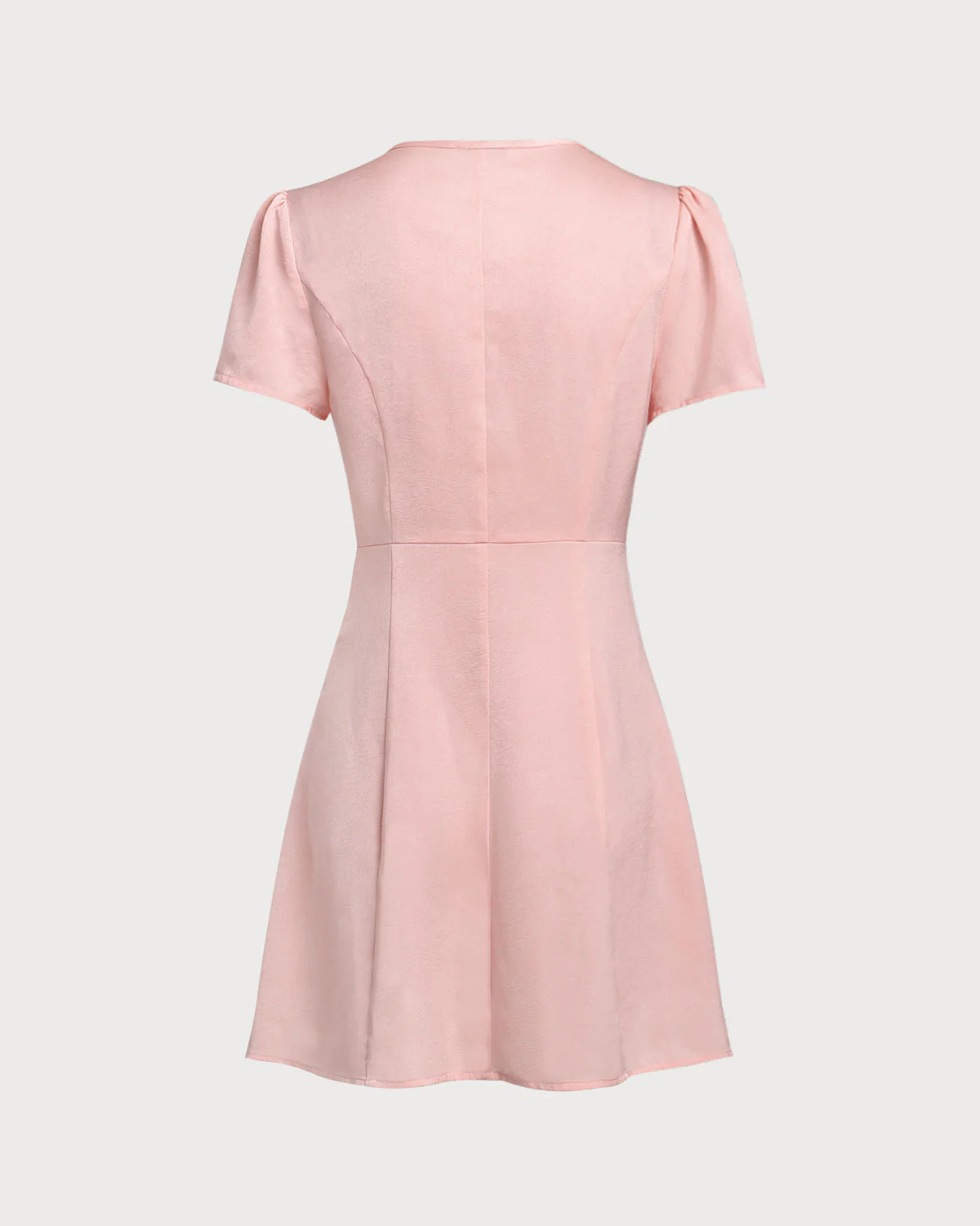 Pink V Neck Button Mini Dress - Image 7