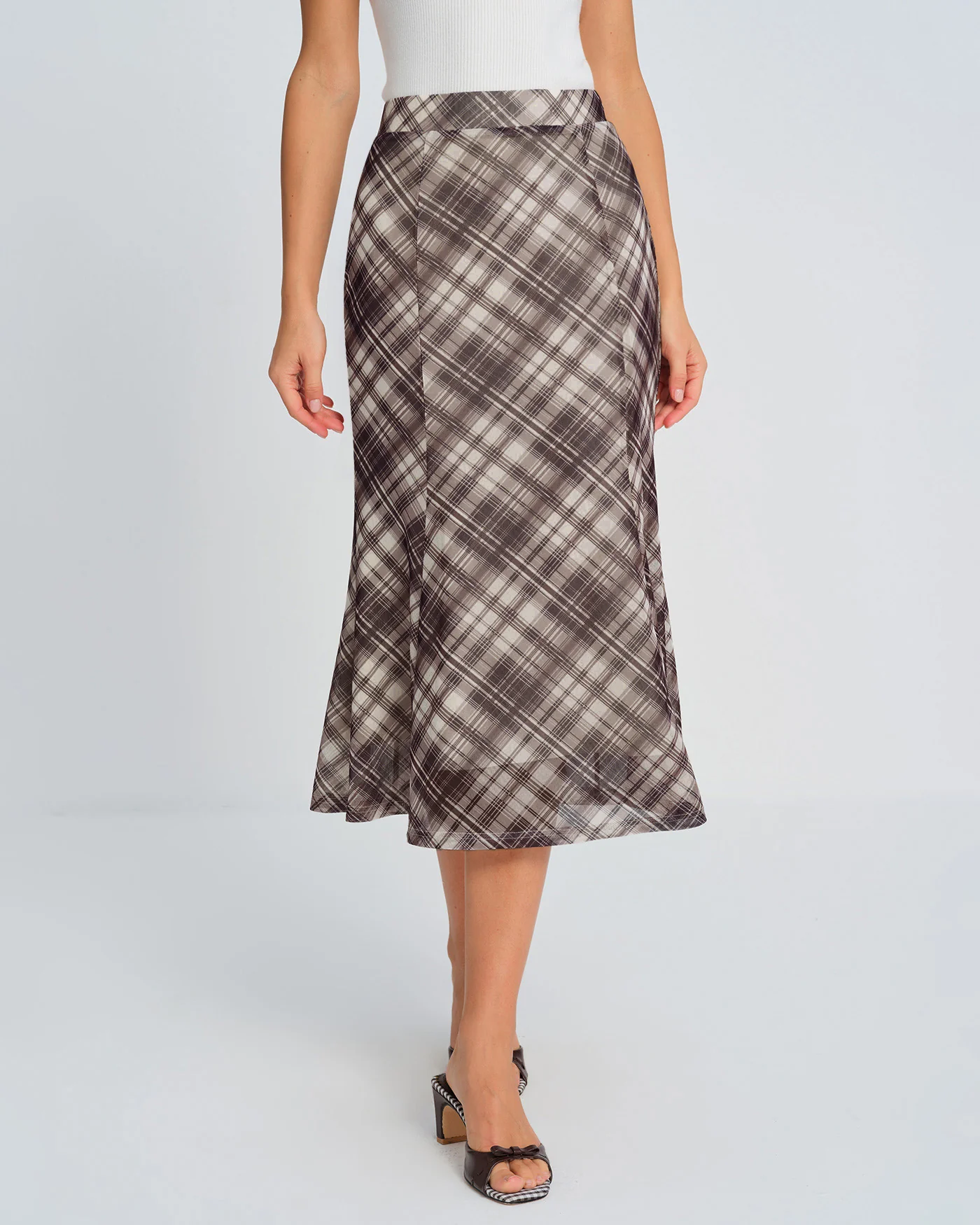 Plaid Mermaid Midi Skirt
