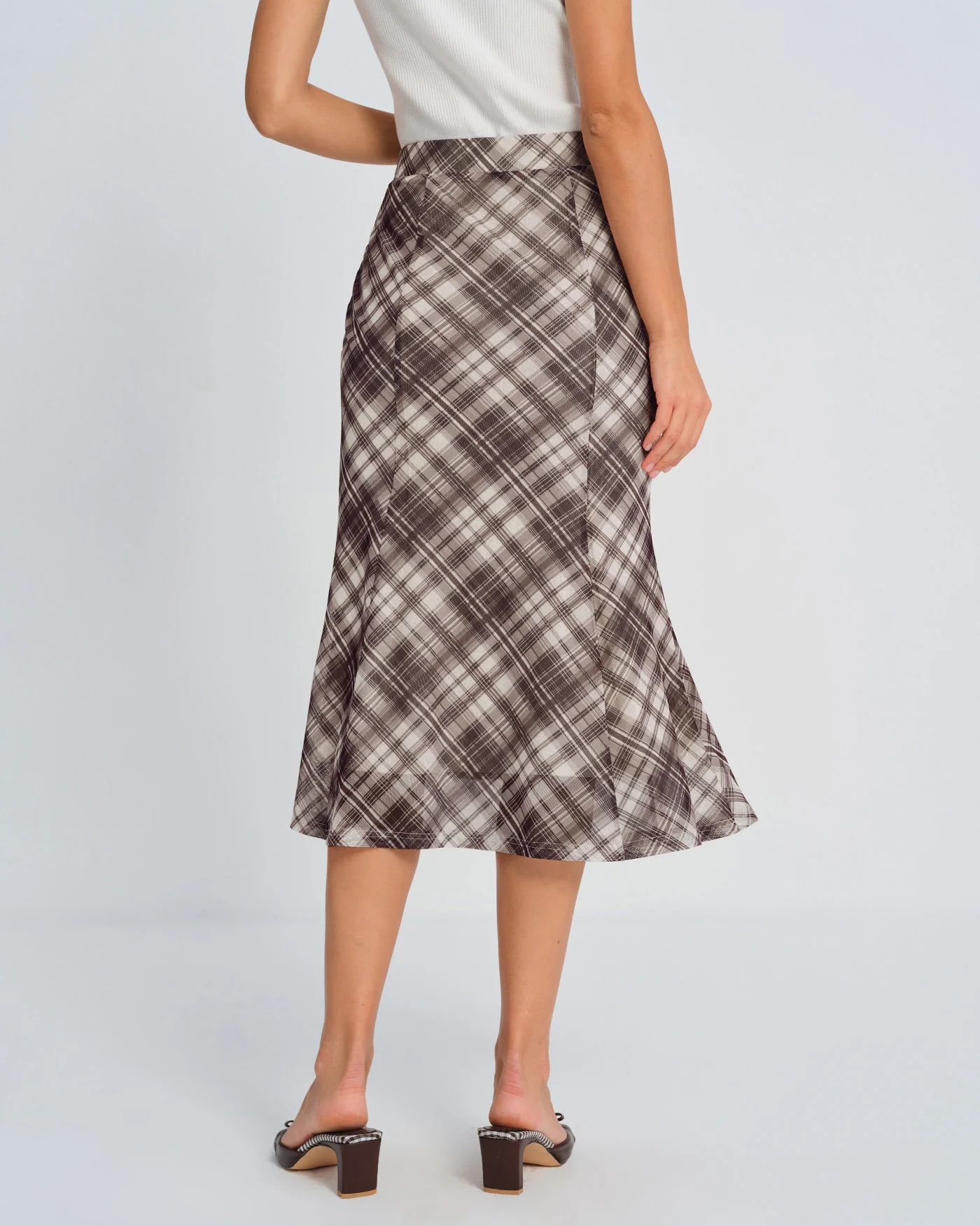 Plaid Mermaid Midi Skirt - Image 2
