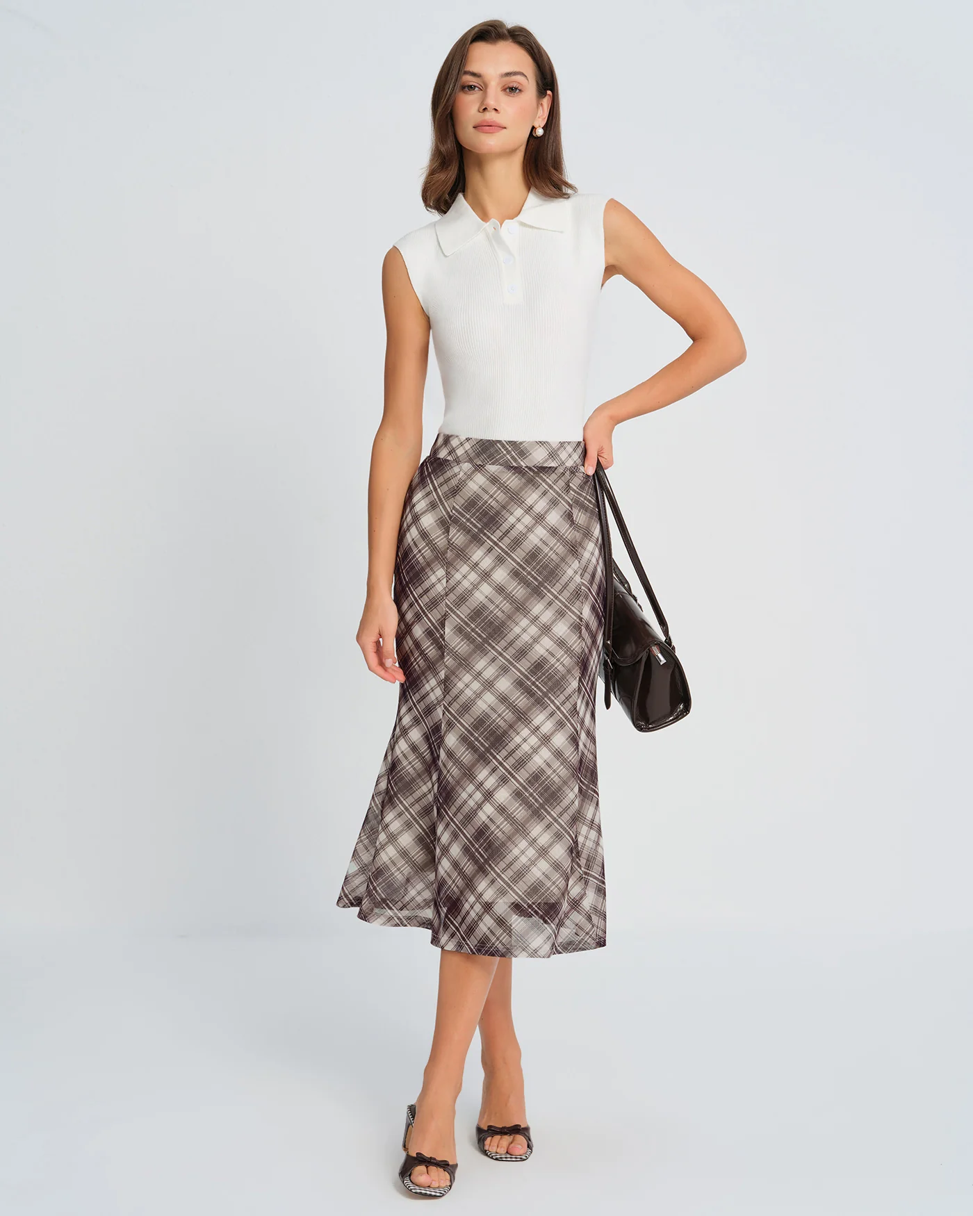 Plaid Mermaid Midi Skirt - Image 3
