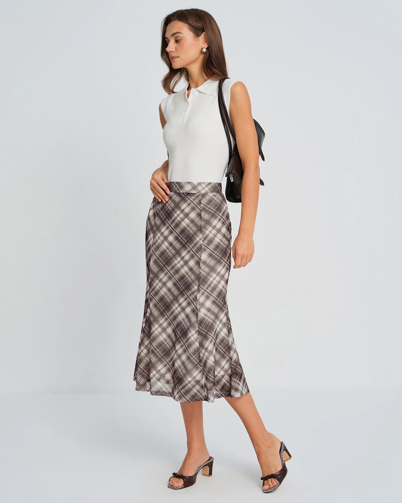 Plaid Mermaid Midi Skirt - Image 4