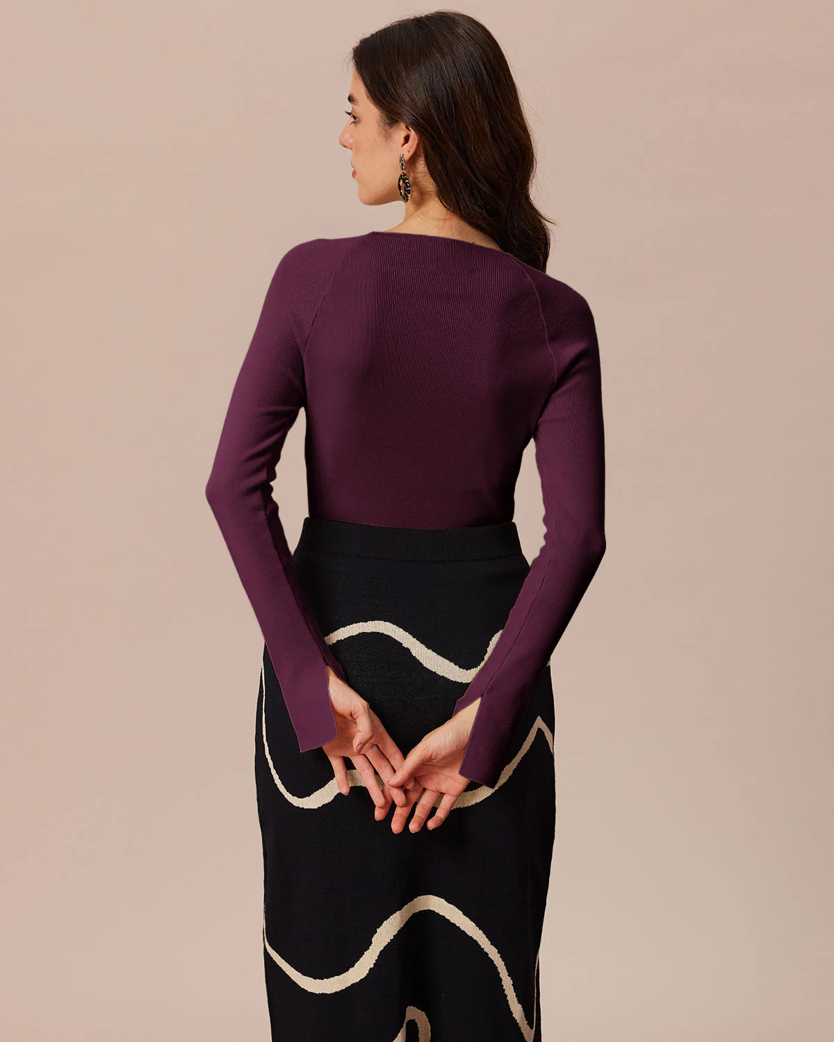 Purple Bell Sleeve Knit Tee - Image 2
