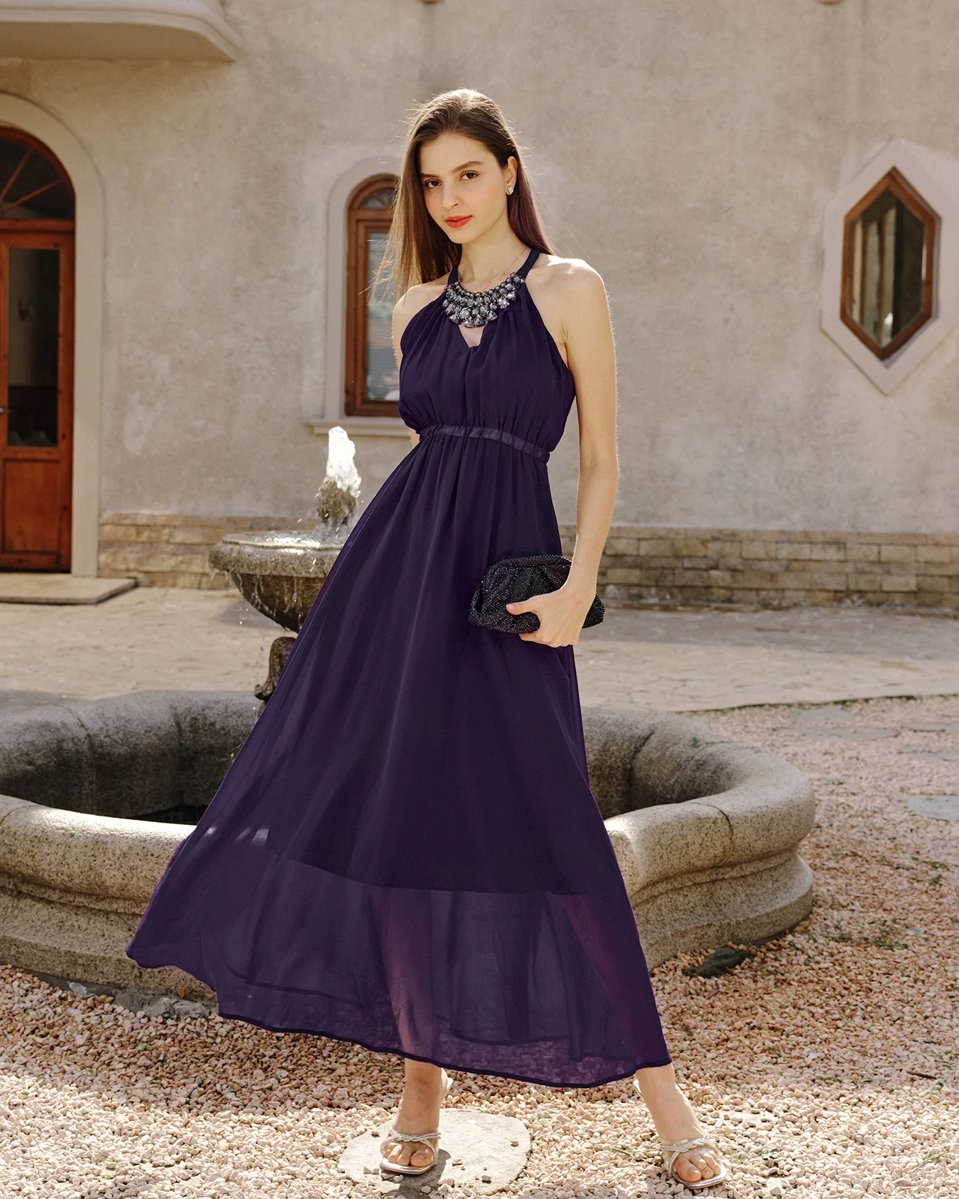 Purple Halter Tunic Maxi Dress