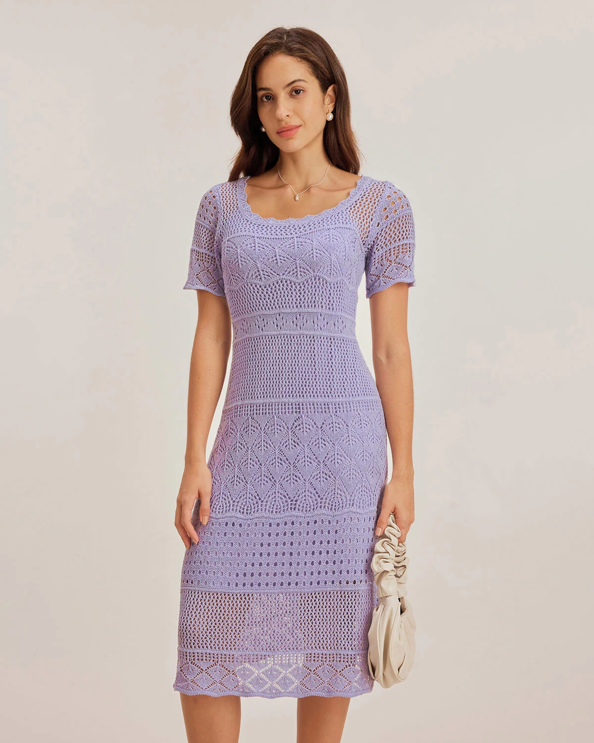 Purple U Neck Cut Out Sweater Dress - Image 4
