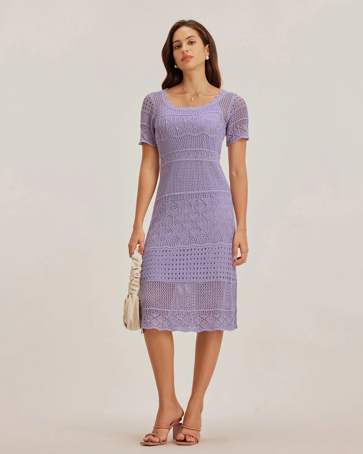Purple U Neck Cut Out Sweater Dress - Image 7