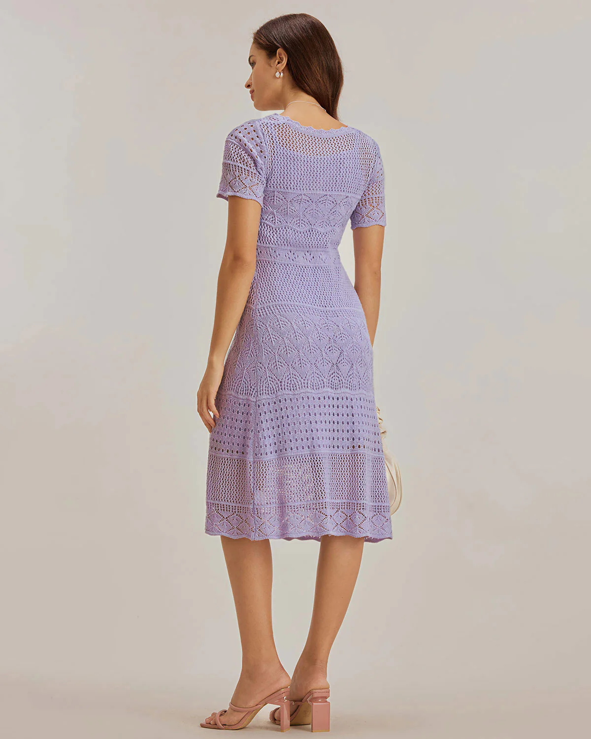 Purple U Neck Cut Out Sweater Dress - Image 8