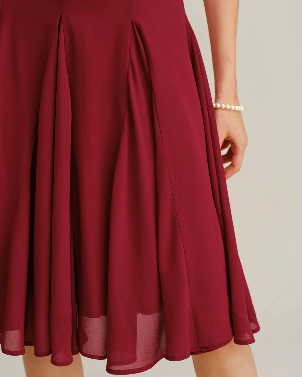Red Chiffon A-Line Slip Midi Dress - Image 3
