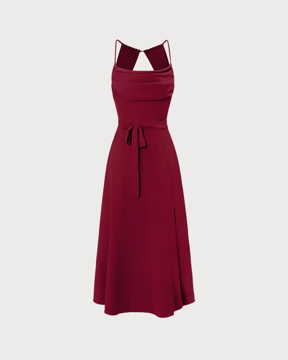 Red Cowl Neck Slip Maxi Dresses - Image 5
