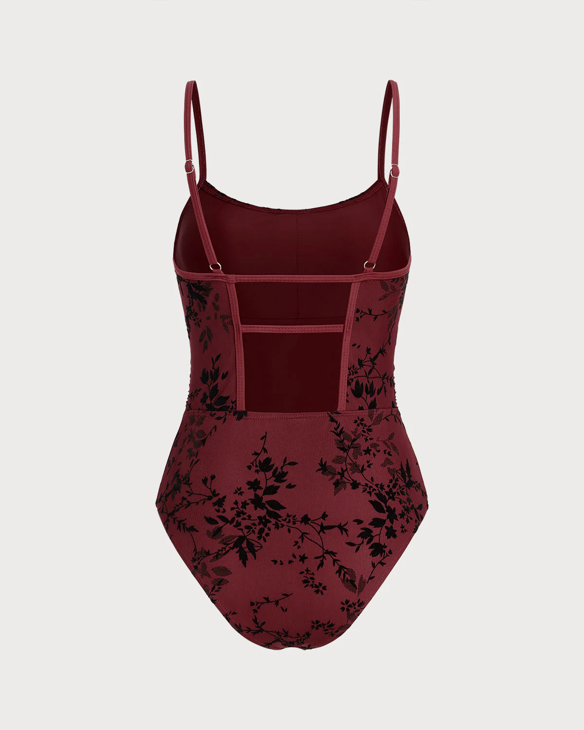 Red Floral One Piece Swimwear - Image 4