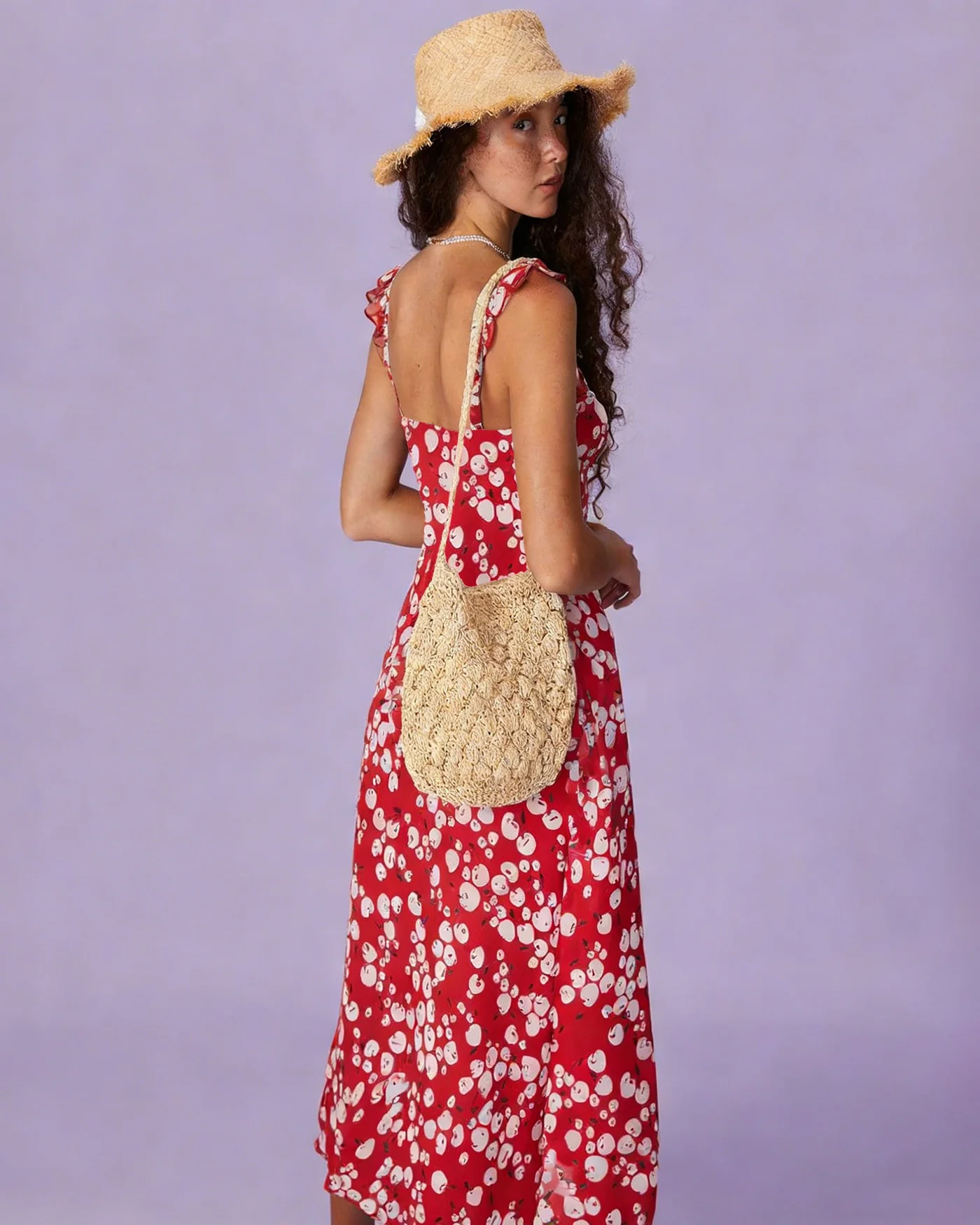Red Floral Sleeveless Maxi Dress - Image 2