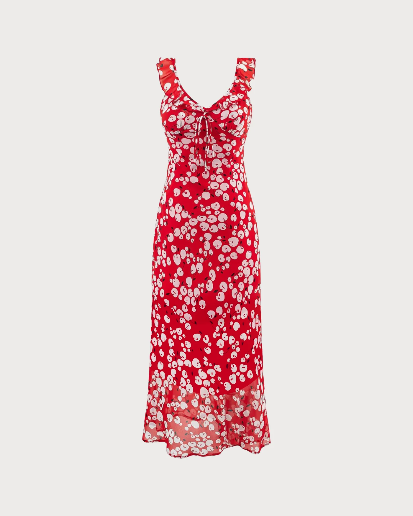 Red Floral Sleeveless Maxi Dress - Image 3