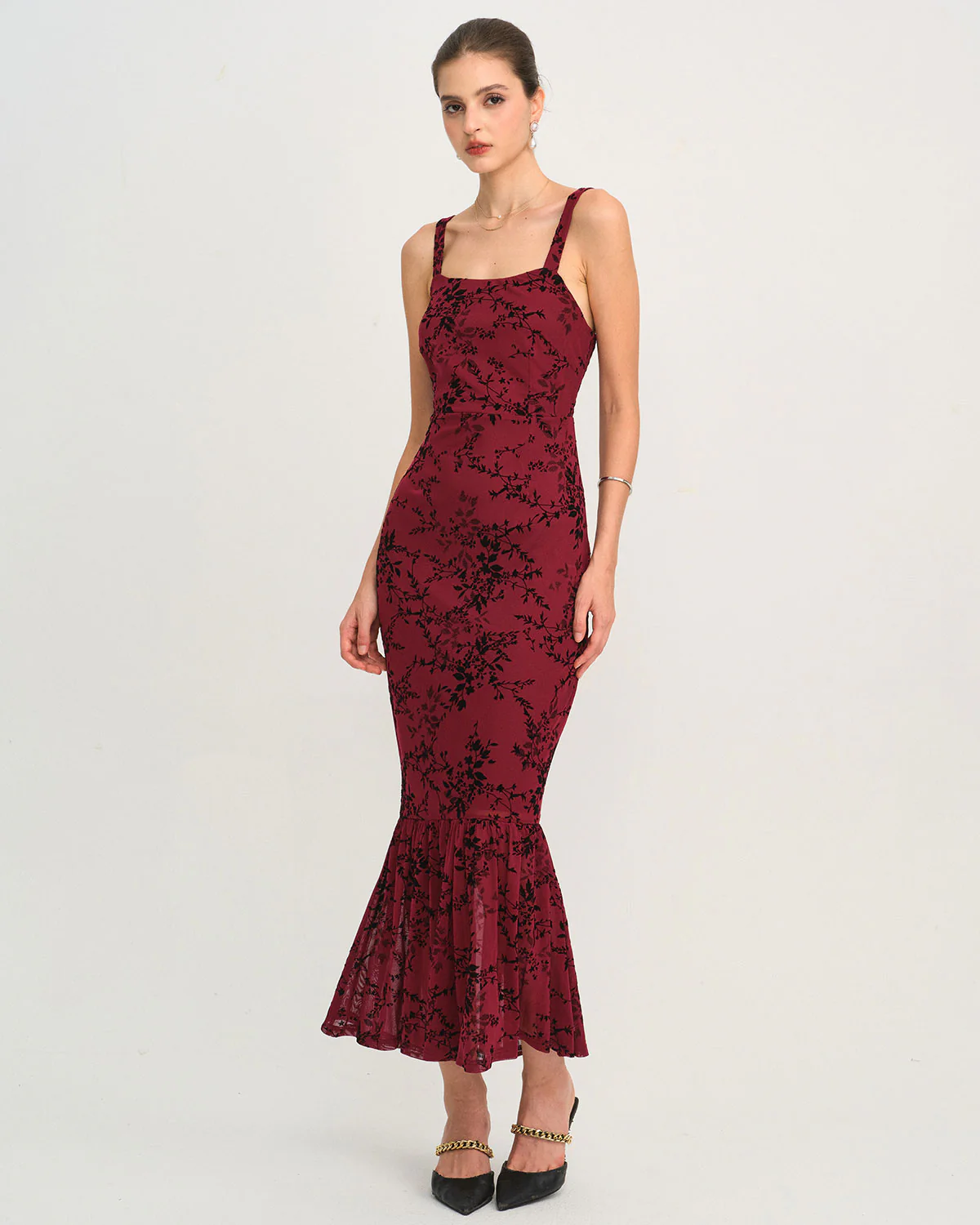 Red Floral Sleeveless Maxi Dress - Image 6