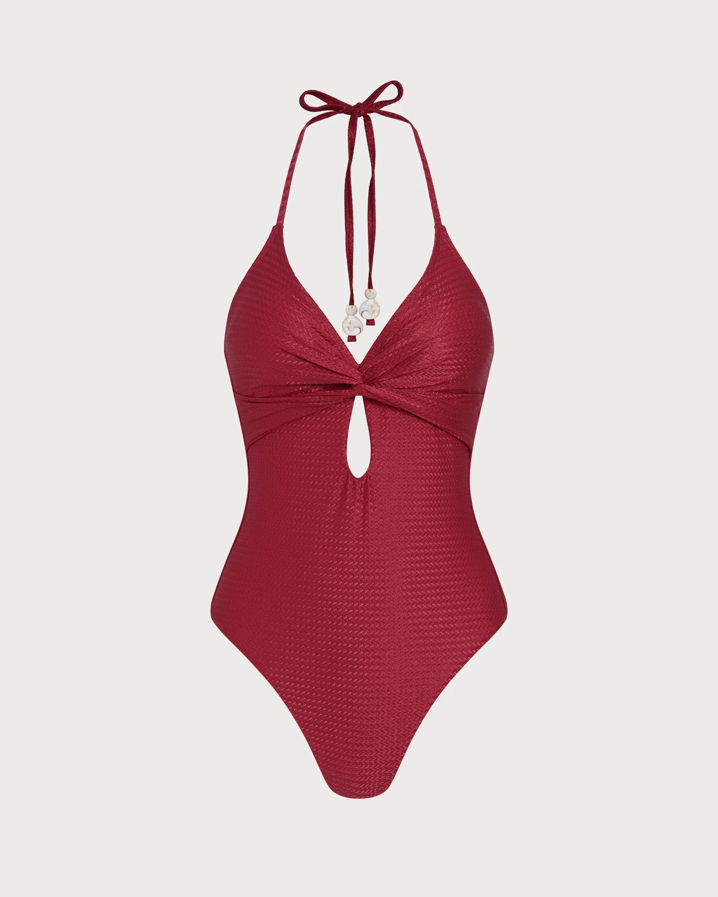 Red Halter Bralette One Piece Swimwear - Image 2