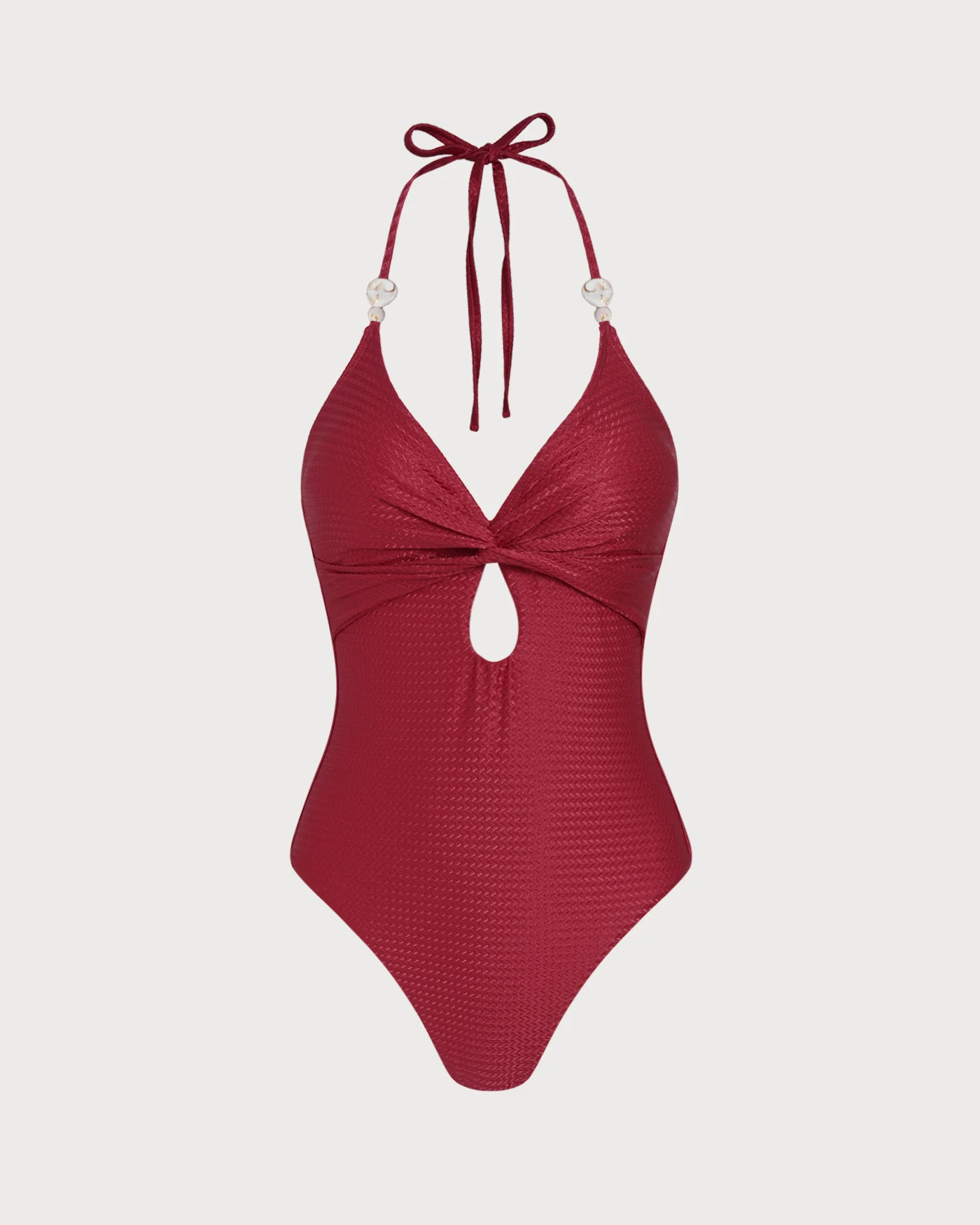 Red Halter Bralette One Piece Swimwear - Image 3